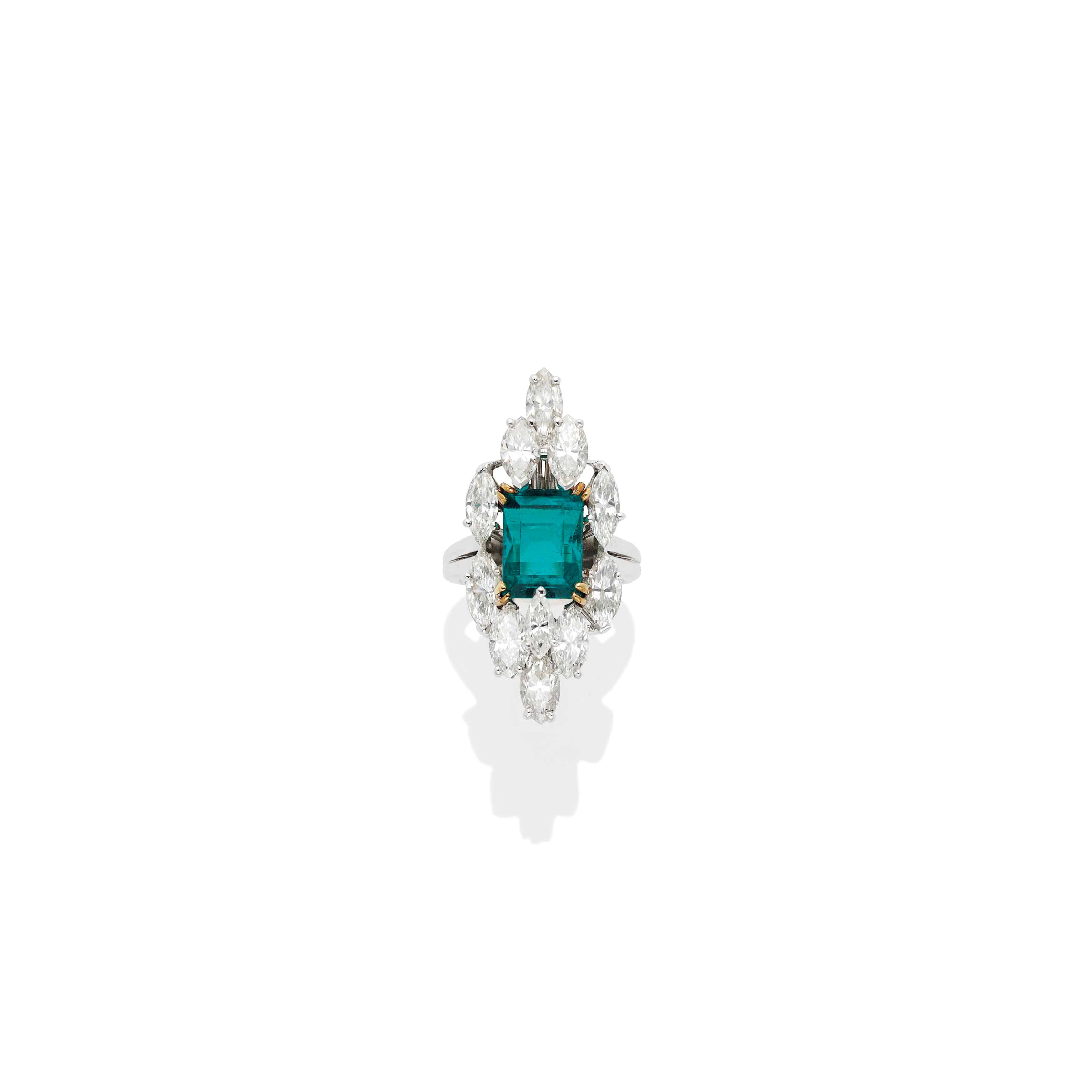 BAGUE EMERAUDE ET DIAMANTS