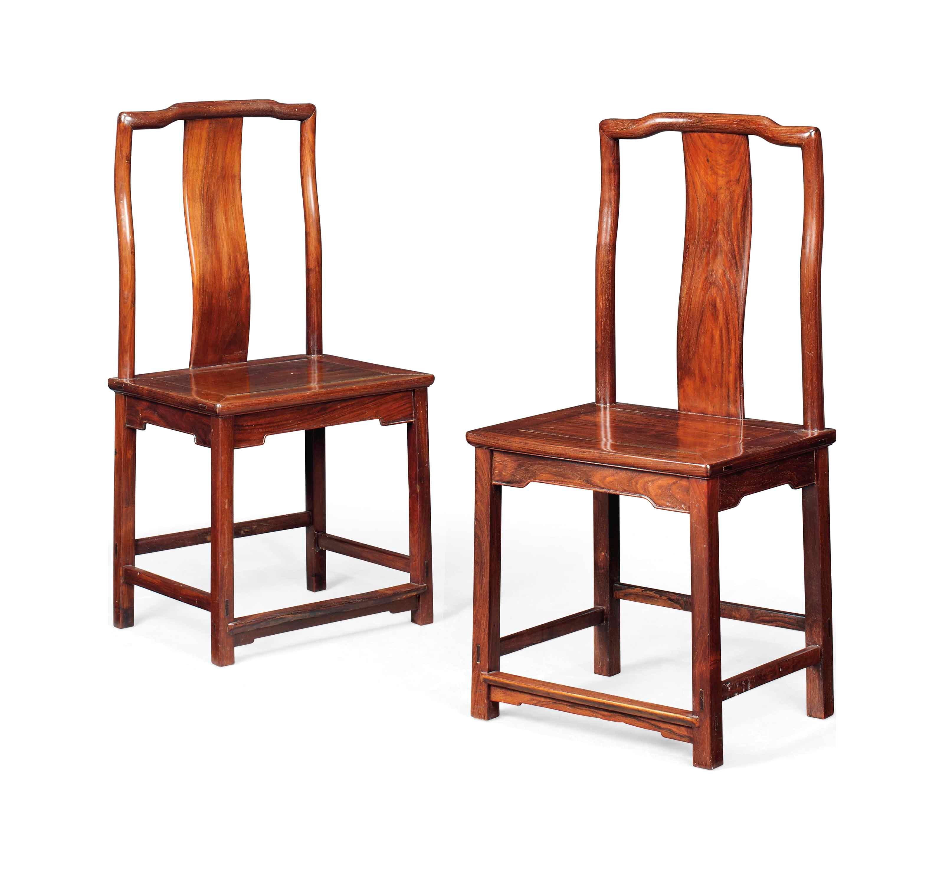 A PAIR OF CHINESE HUALI SIDE CHAIRS