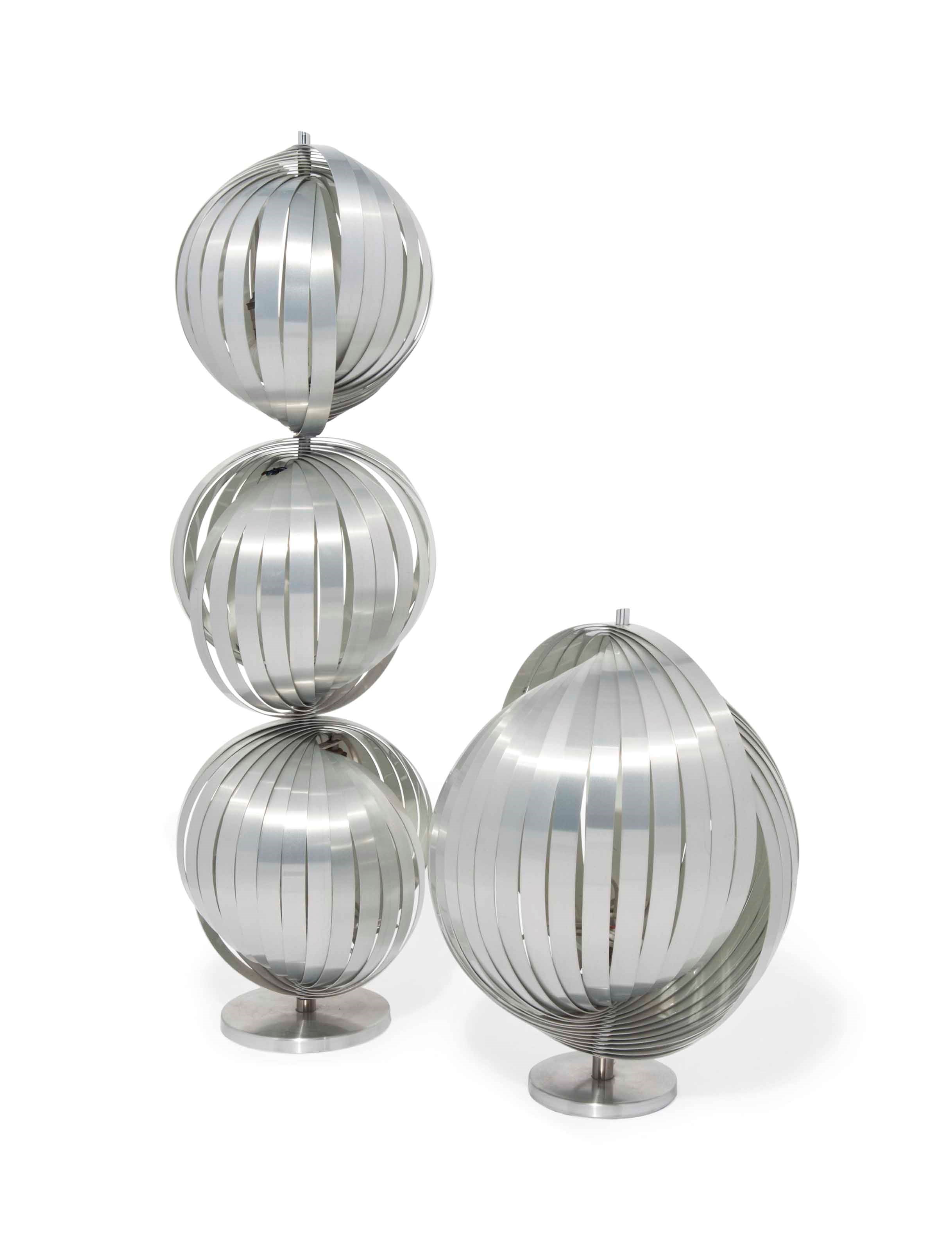 A HENRI MATHIEU STAINLESS STEEL FLOOR LAMP