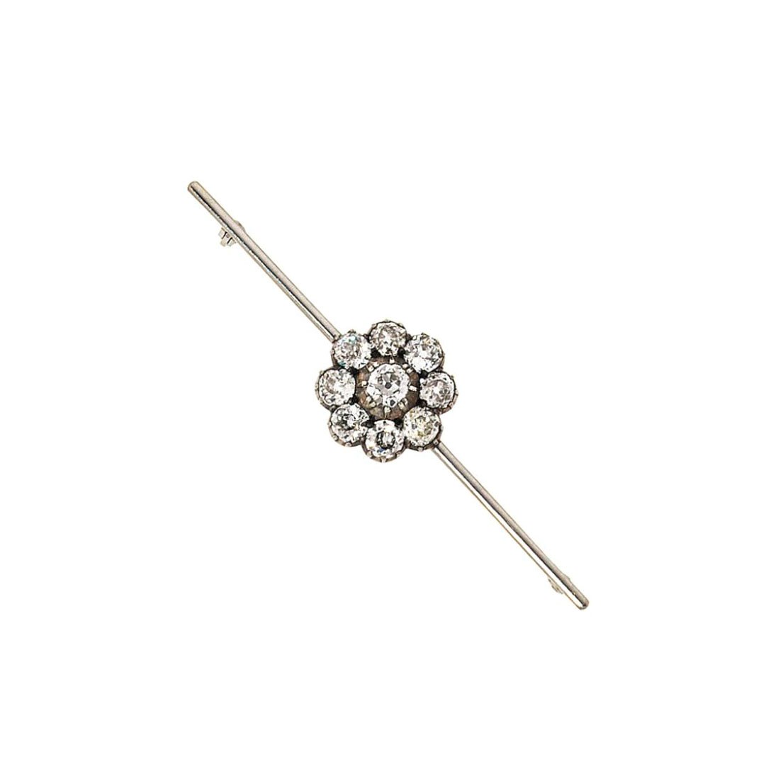 A diamond cluster brooch