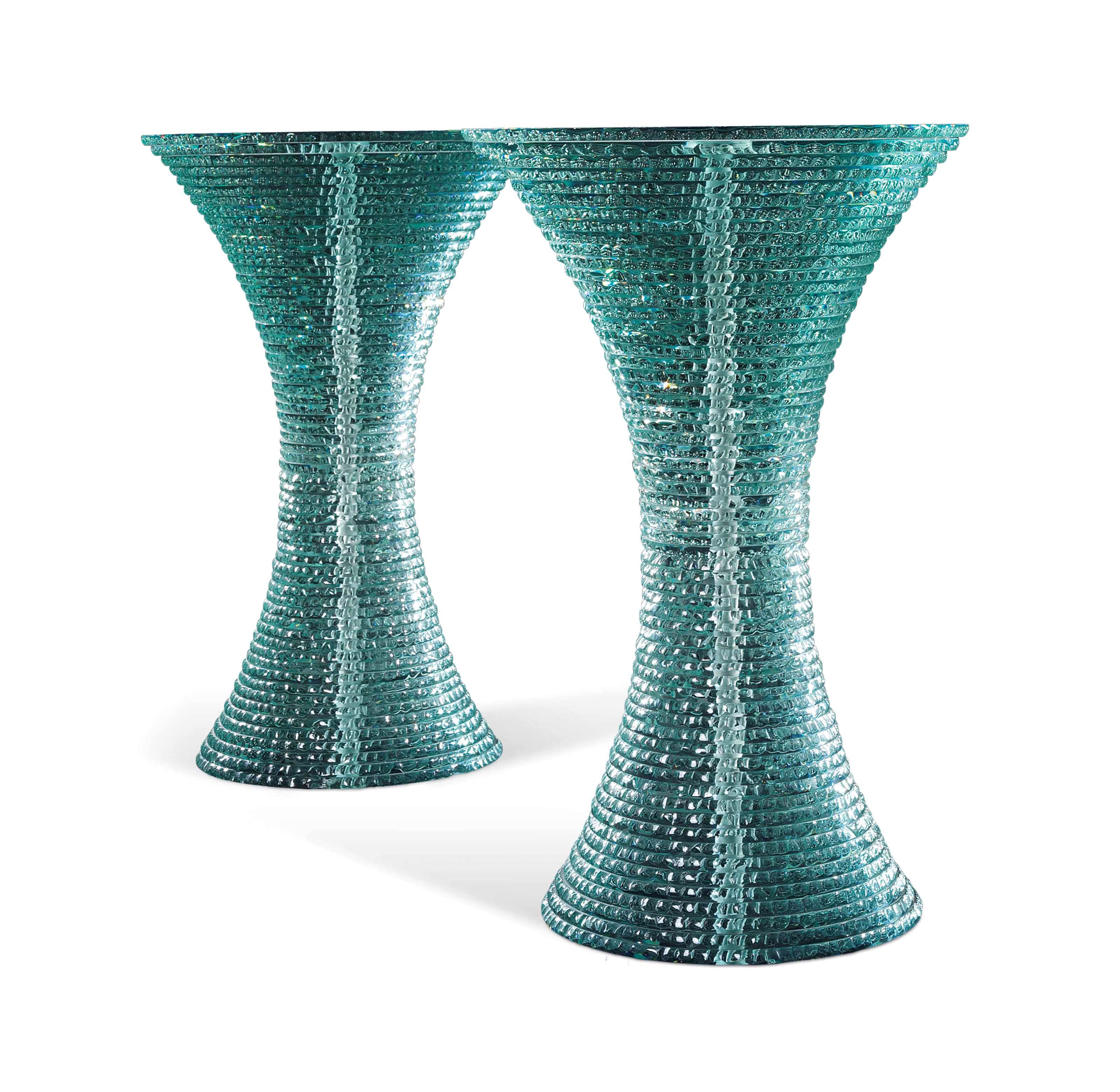 'AS ABOVE SO BELOW', A PAIR OF DANNY LANE (B. 1955) GLASS OCCASIONAL TABLES