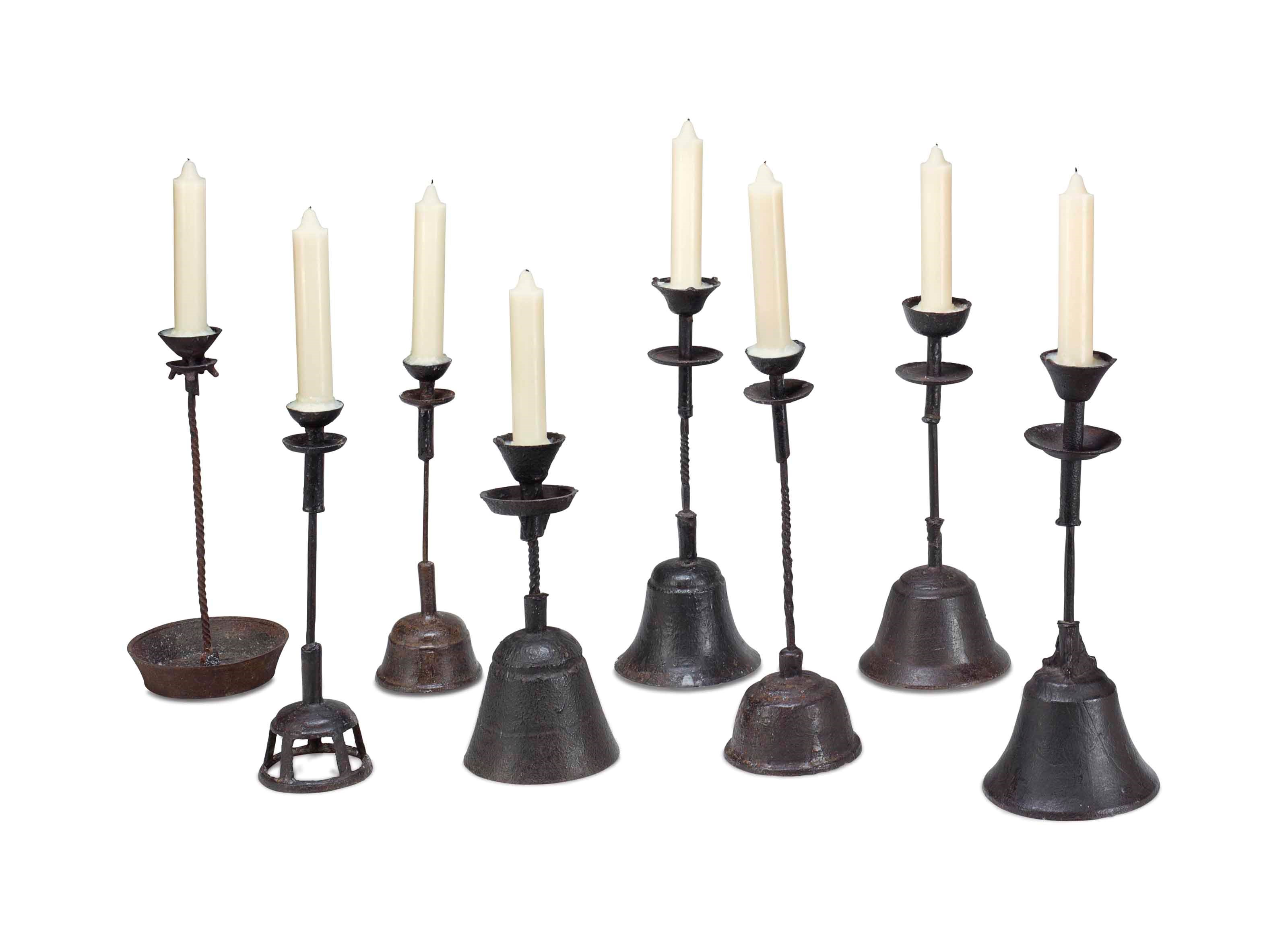 EIGHT IRON CANDLESTICKS