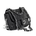 A BLACK LEATHER QUILTED BAG