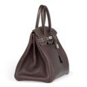 A CHOCOLATE BROWN LEATHER BIRKIN BAG