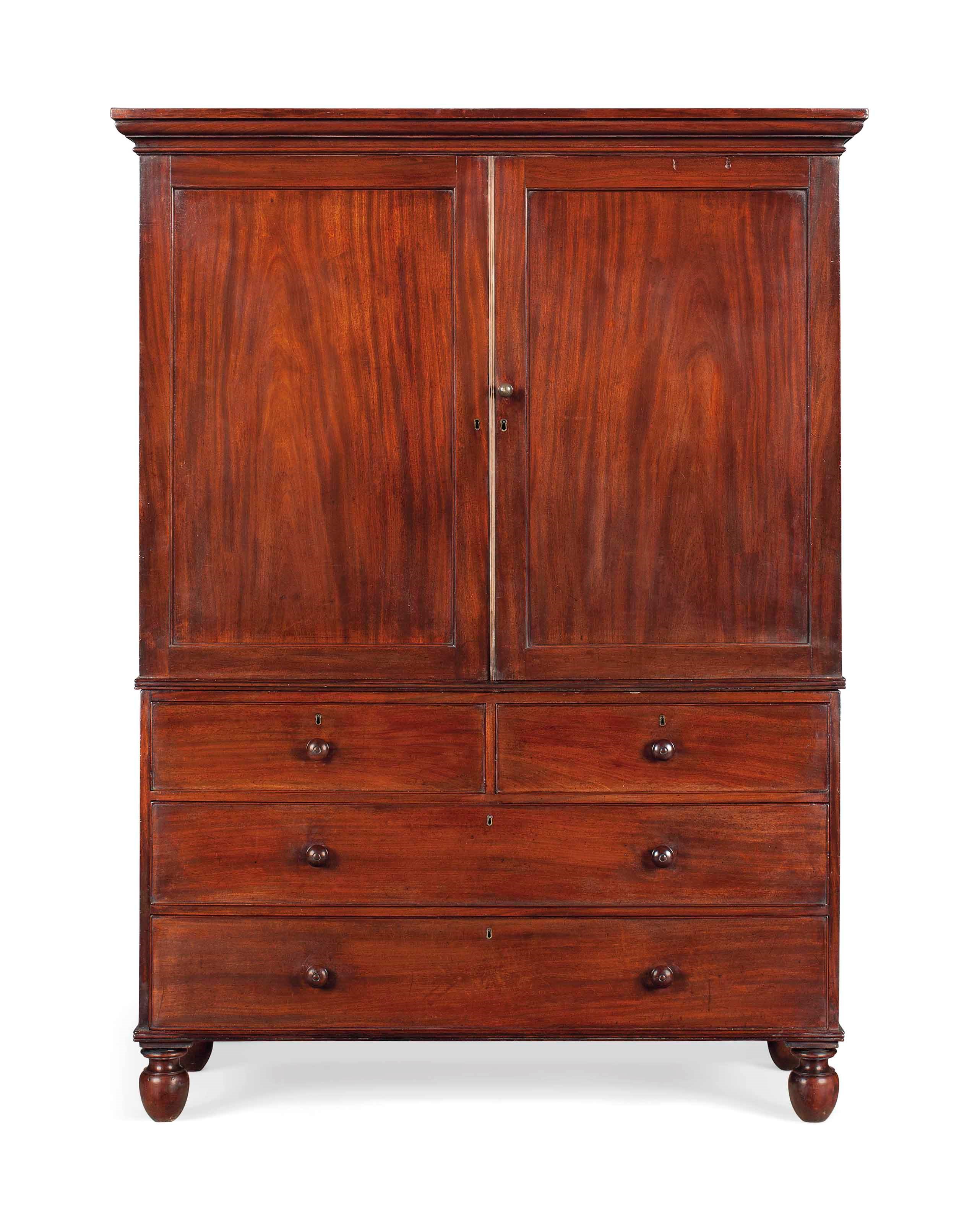 A REGENCY MAHOGANY LINEN PRESS
