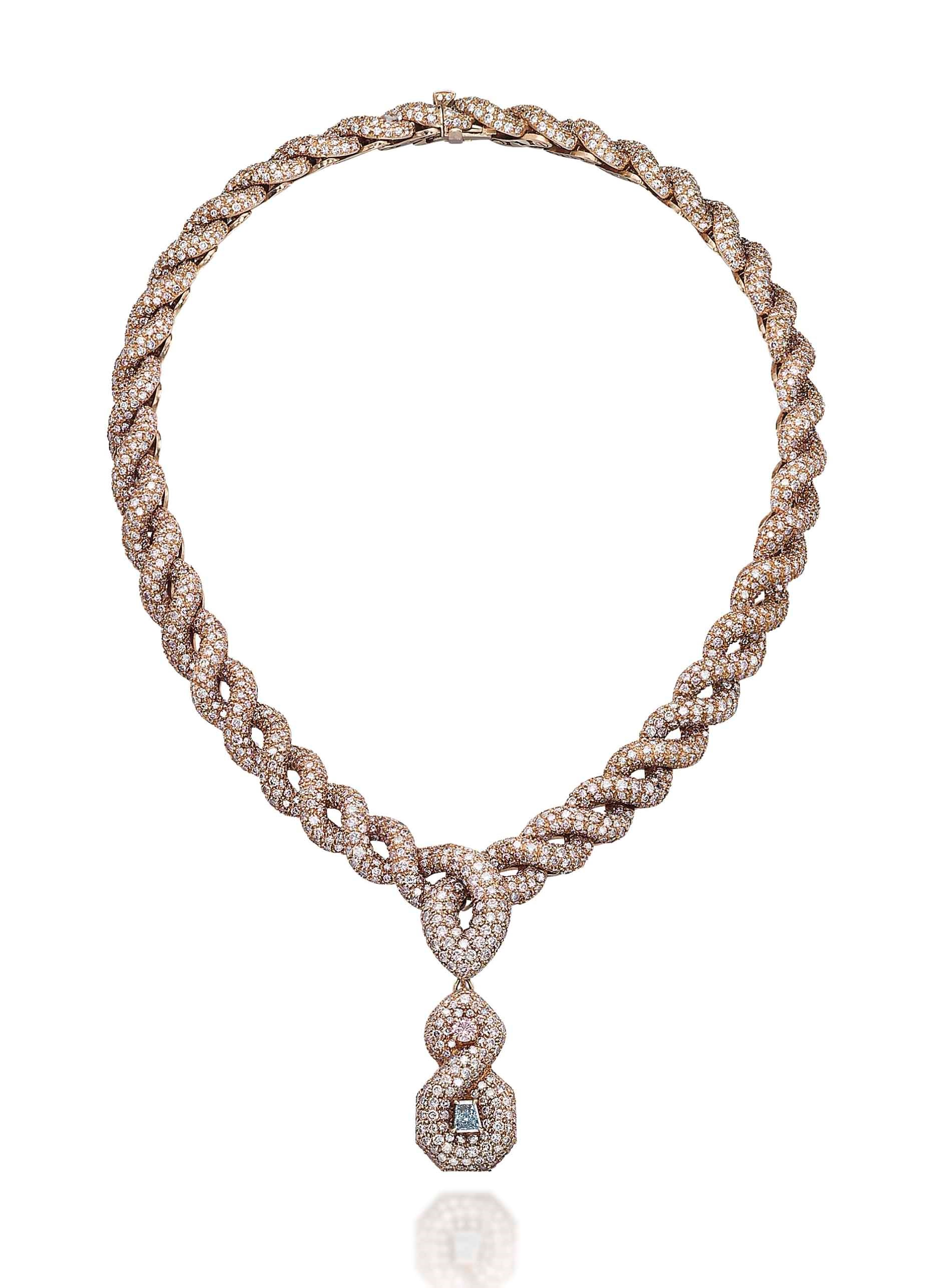 A COLOURED DIAMOND NECKLACE