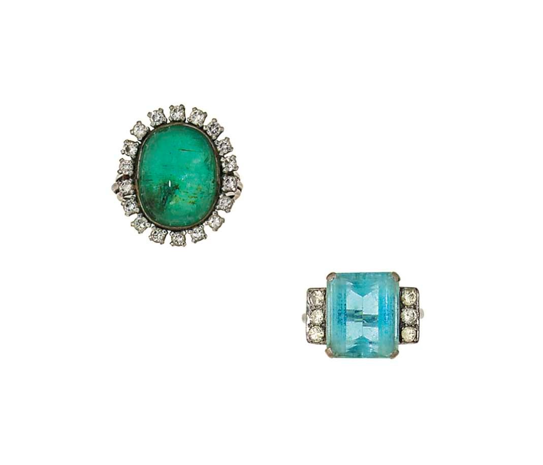 Two gem-set rings