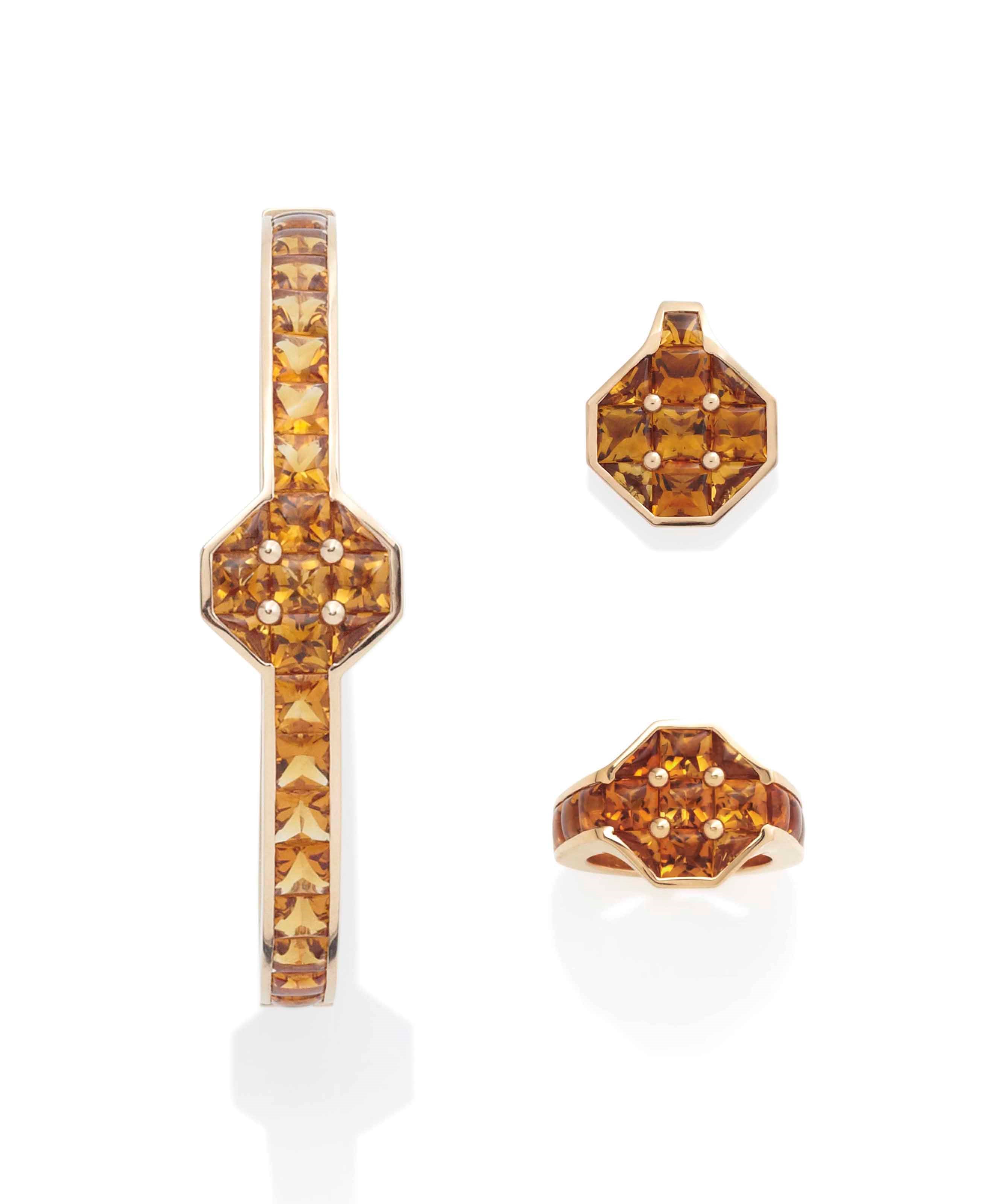 DEMI-PARURE CITRINES, PAR FARAONE