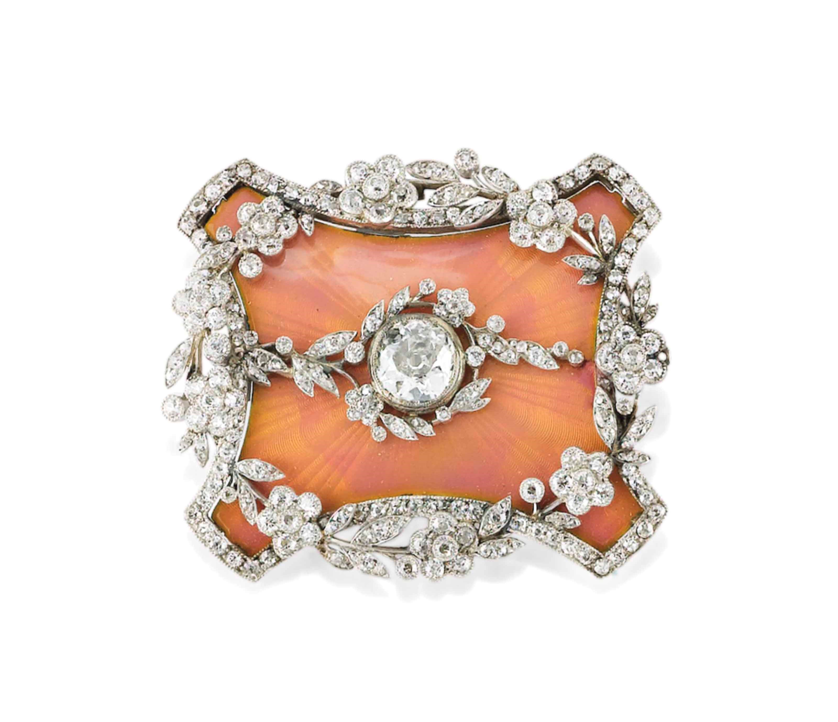 BROCHE EMAIL ET DIAMANTS