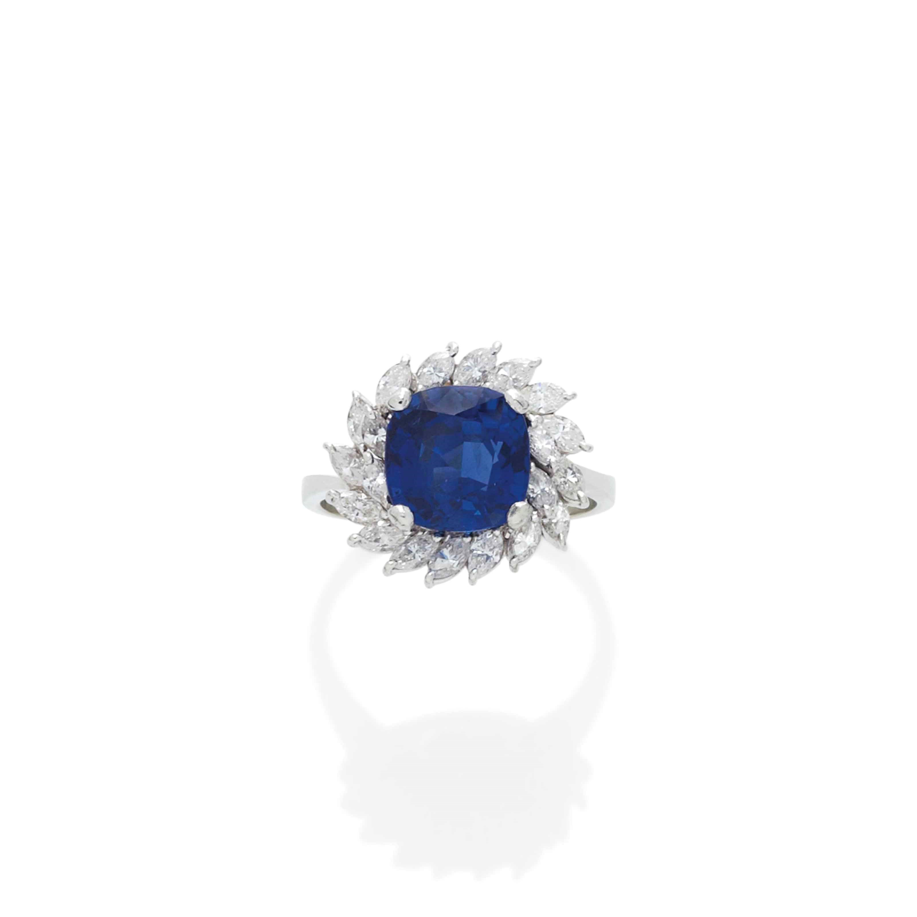 BAGUE SAPHIR ET DIAMANTS