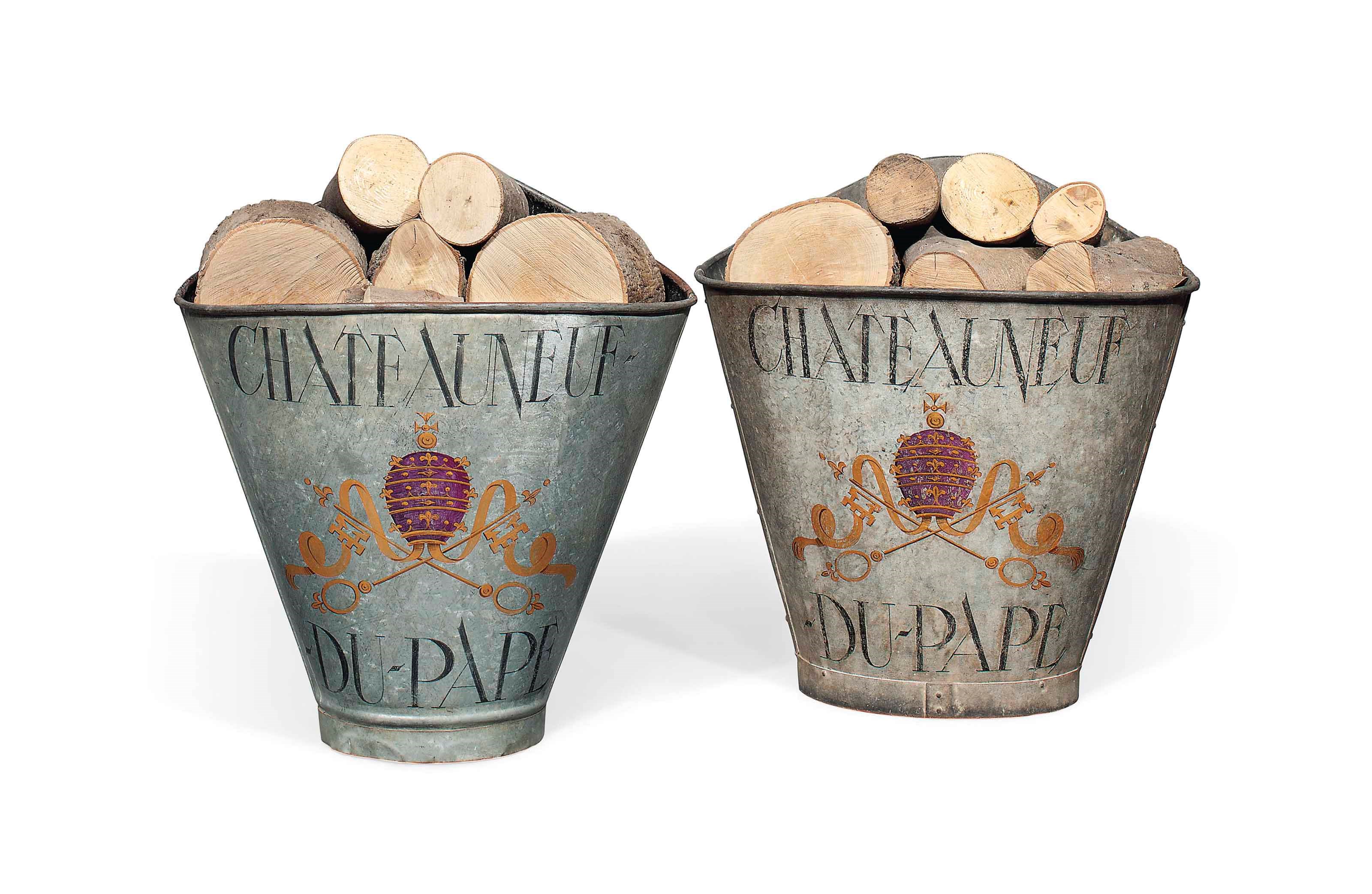 TWO CHATEAU NEUF-DU-PAPE TOLE GRAPE BINS