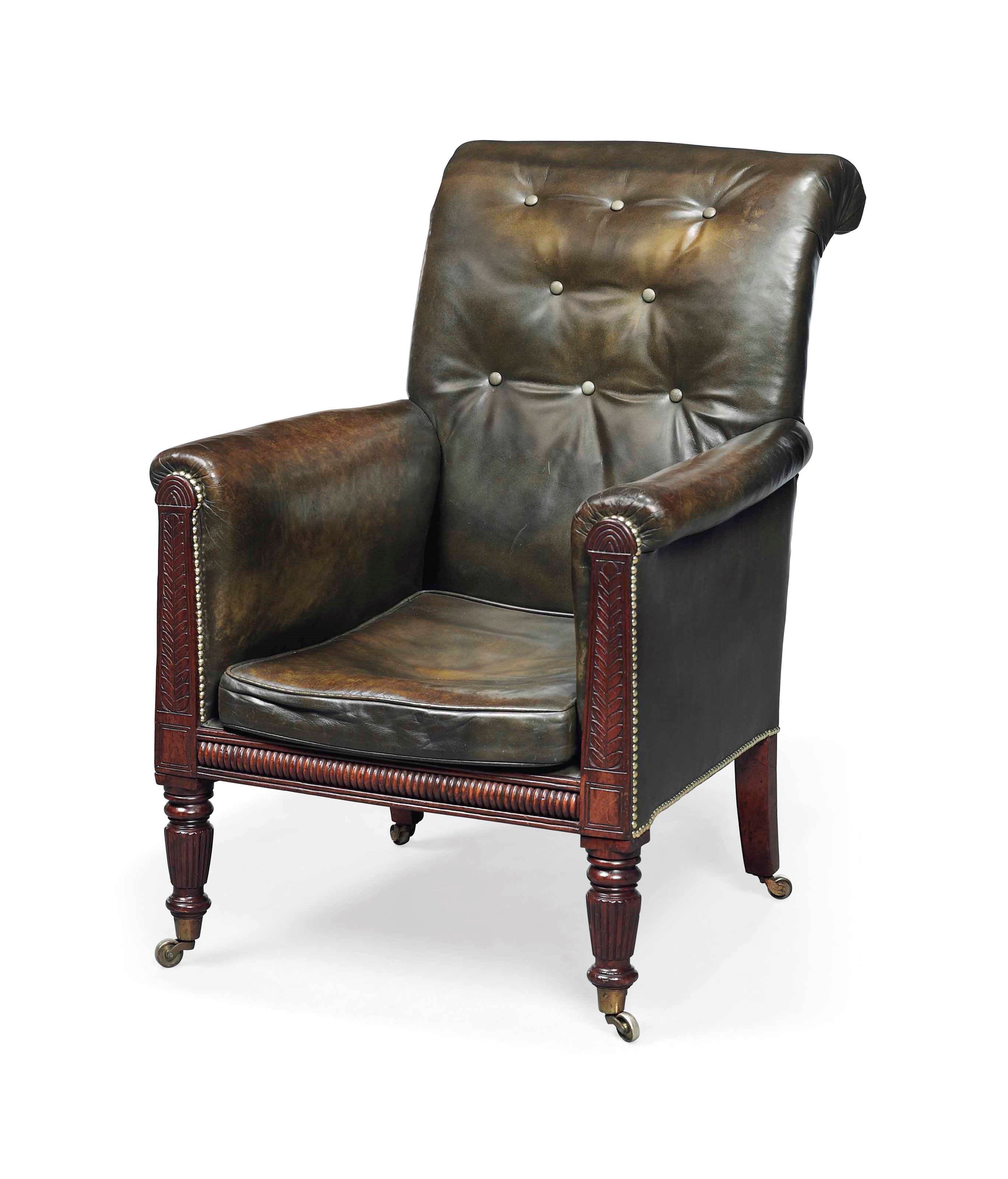 A GEORGE IV MAHOGANY ARMCHAIR