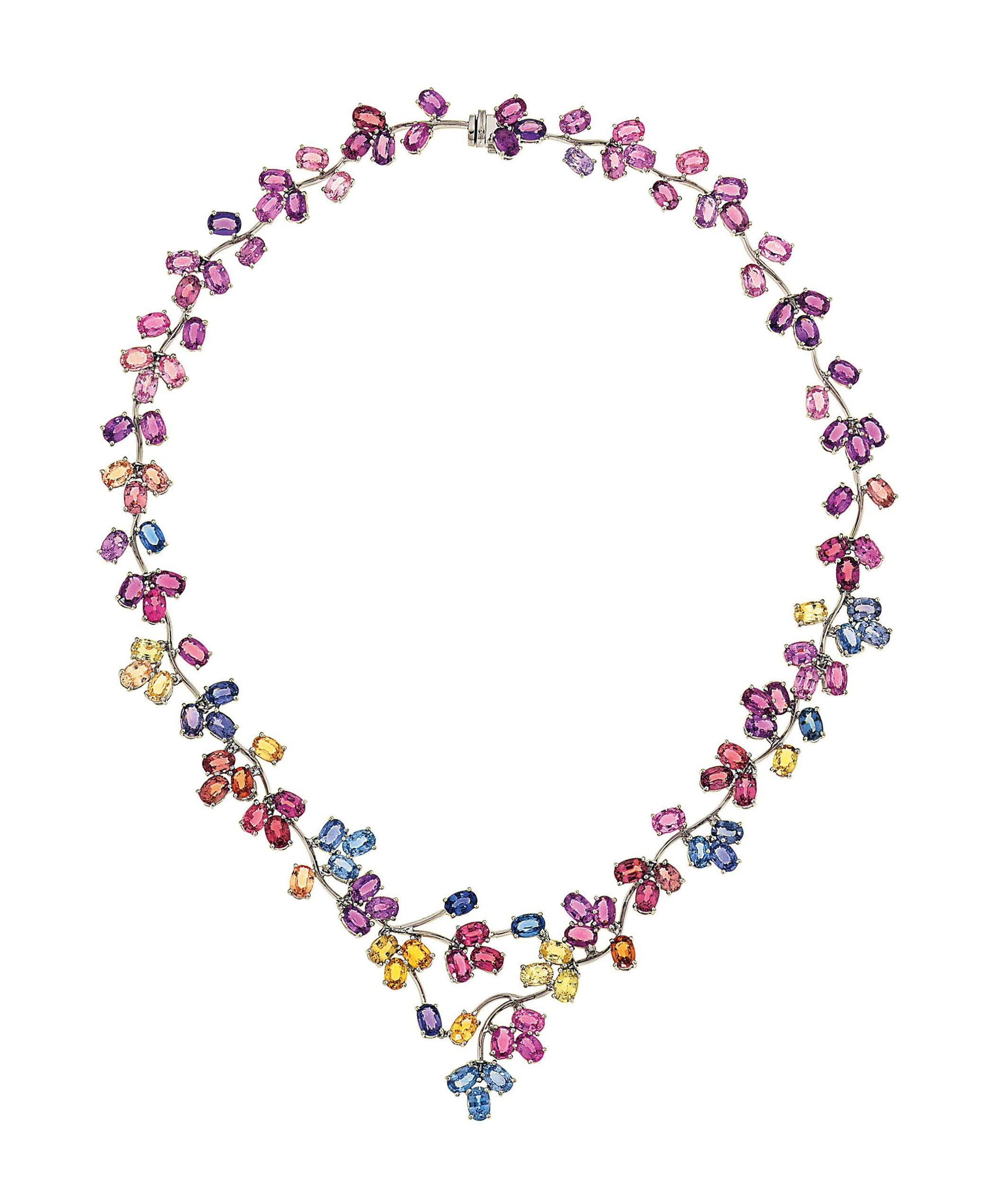 A multi-coloured sapphire necklace