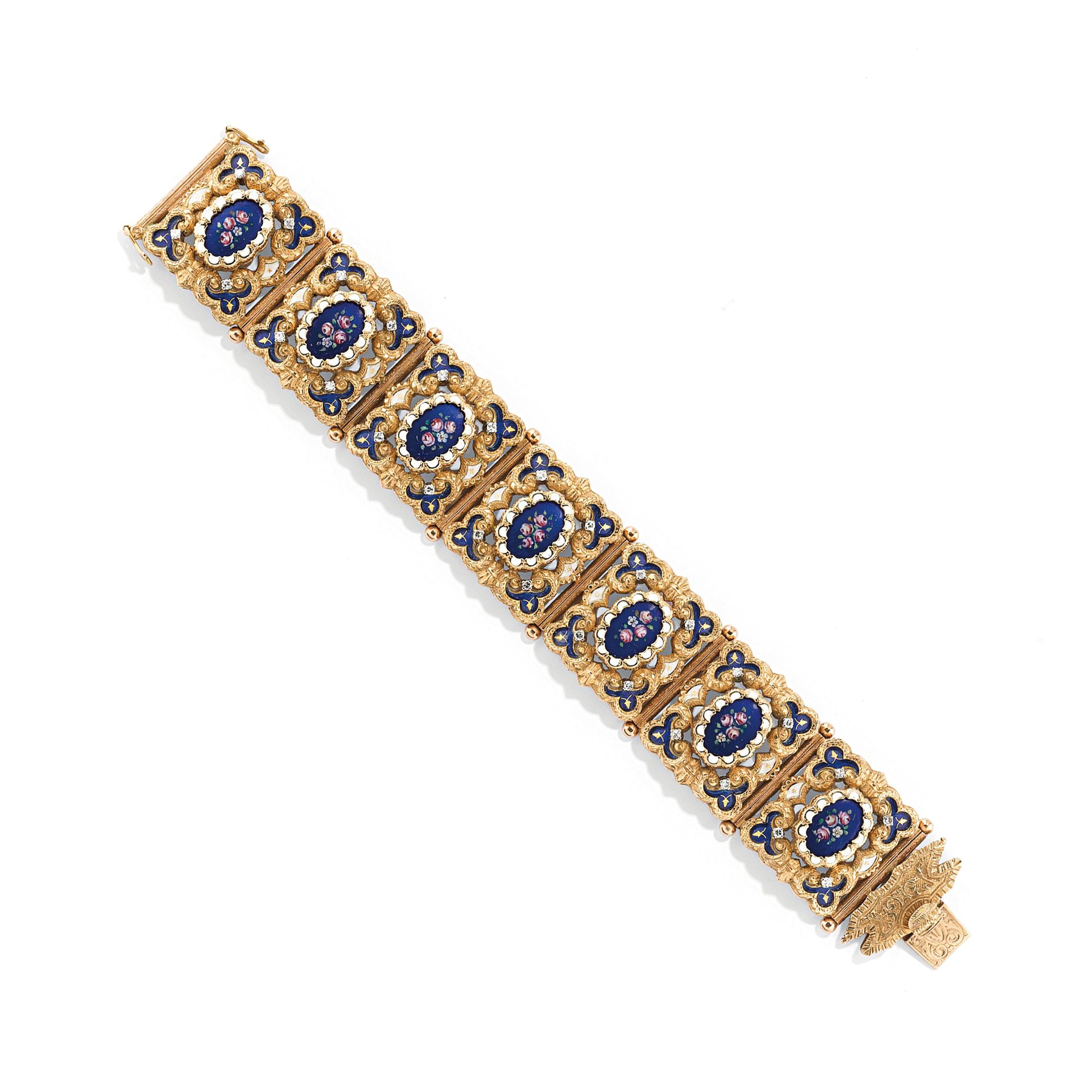 An enamel and diamond bracelet