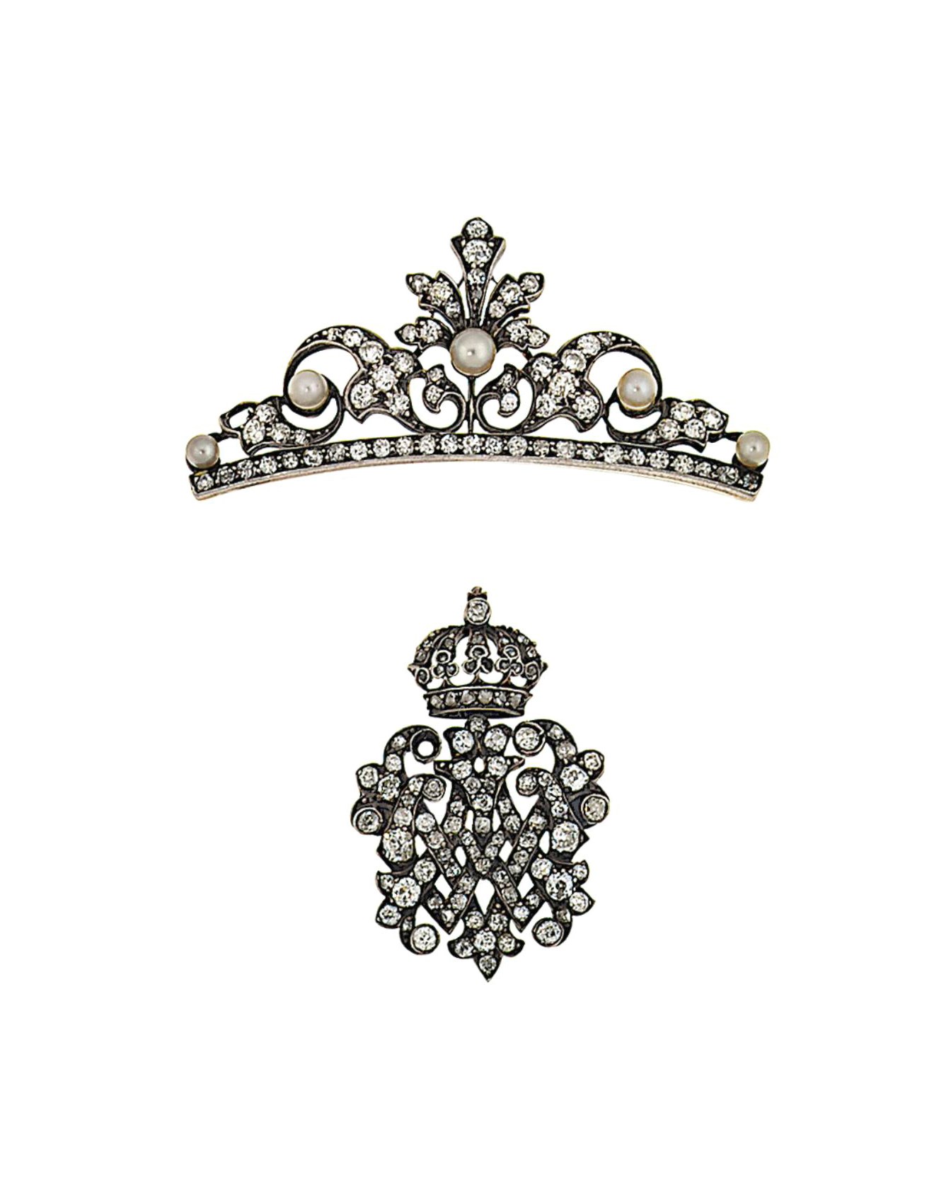 Three diamond brooches
