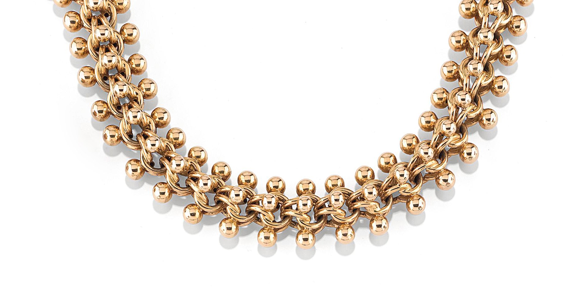 A gold fancy-link necklace