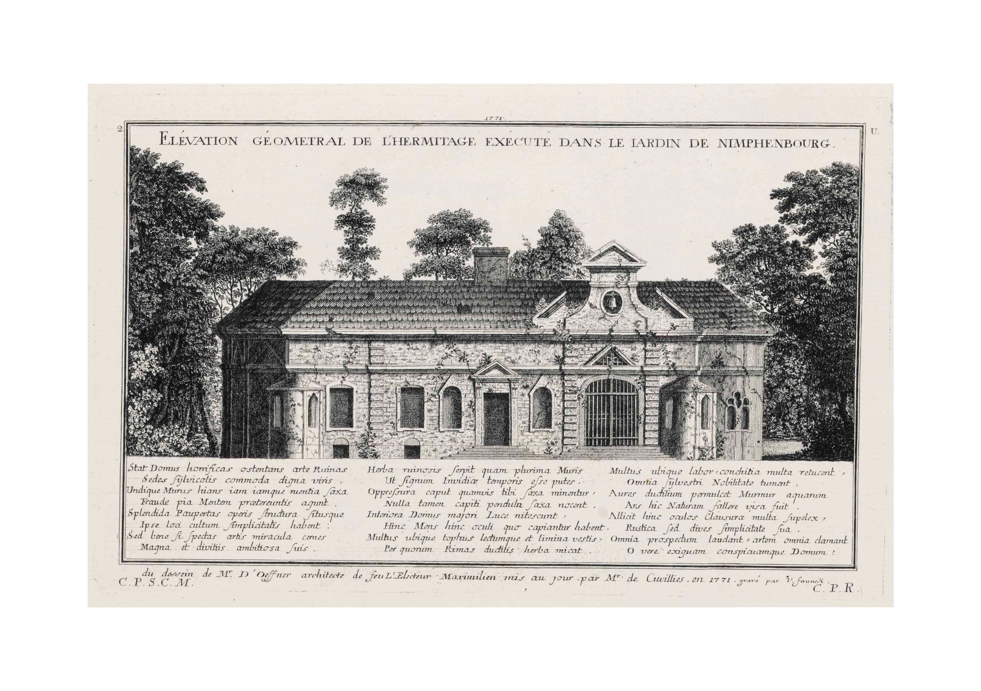 CUVILLIES, François (1695-1768). [Oeuvres d'architectue, contentant des edifices publics, des palais, jardins, tombeaux, cariatides, plafonds, lambris, panneaux, fontaines, etc.].  [Paris and Munich, 1770].
