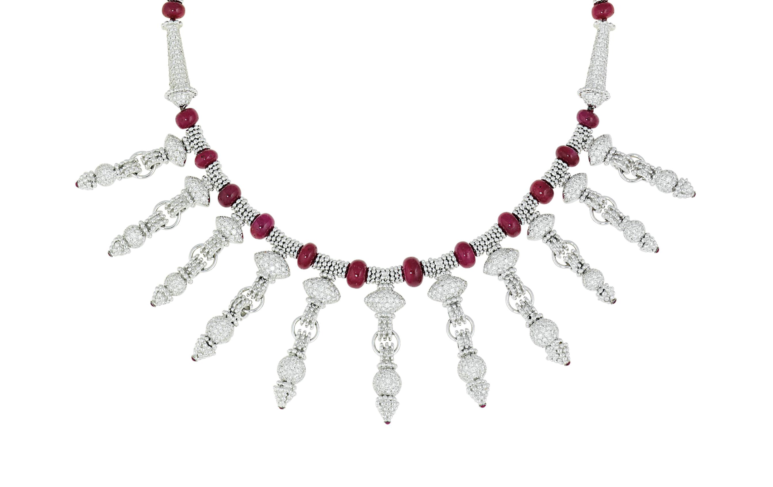 A suite of ruby and diamond jewellery