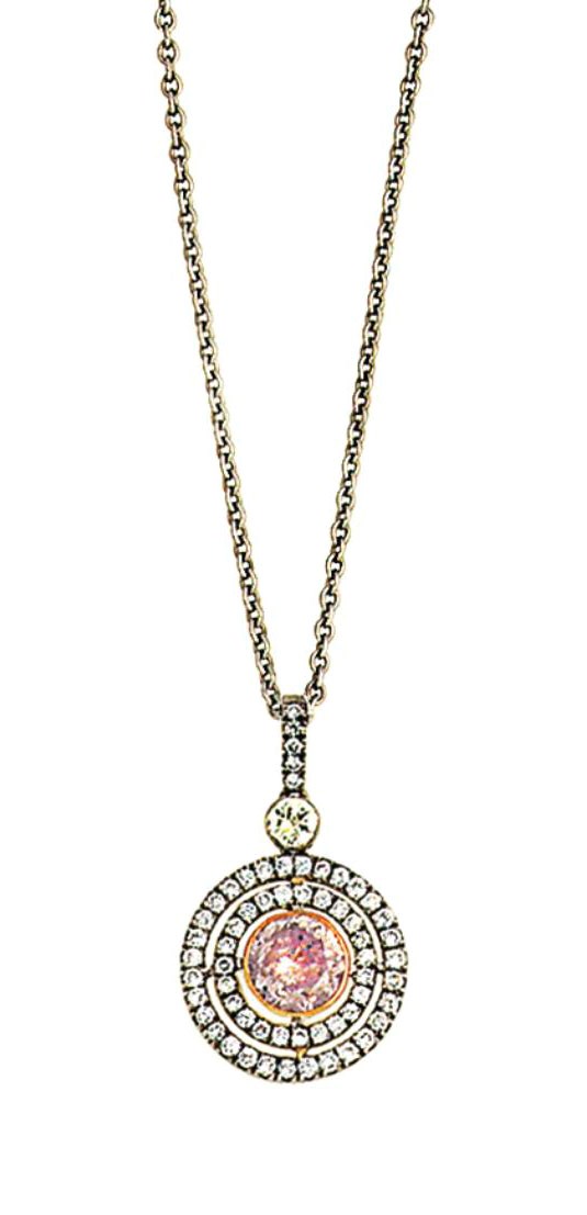 A diamond and coloured diamond pendant