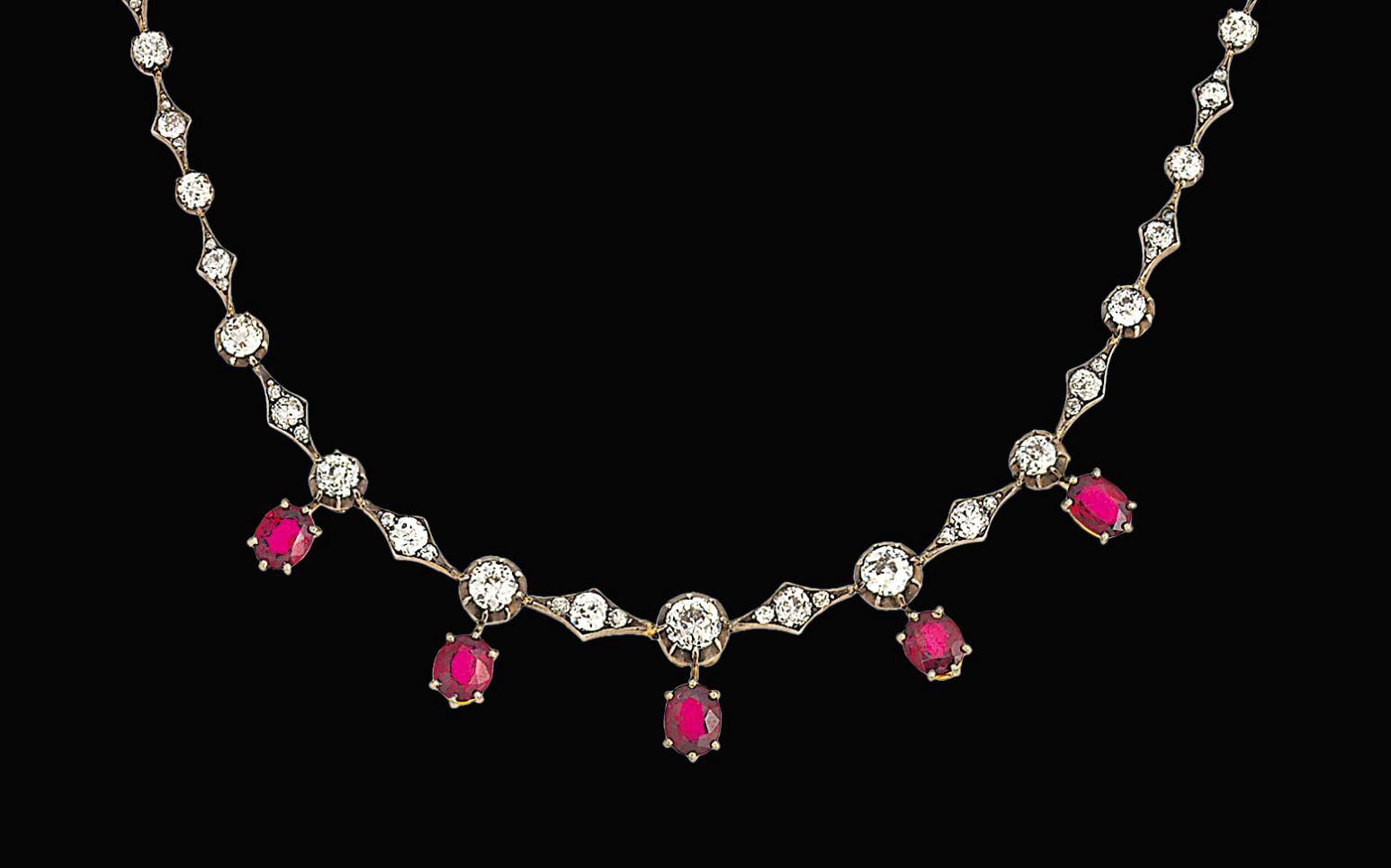 A diamond and ruby necklace