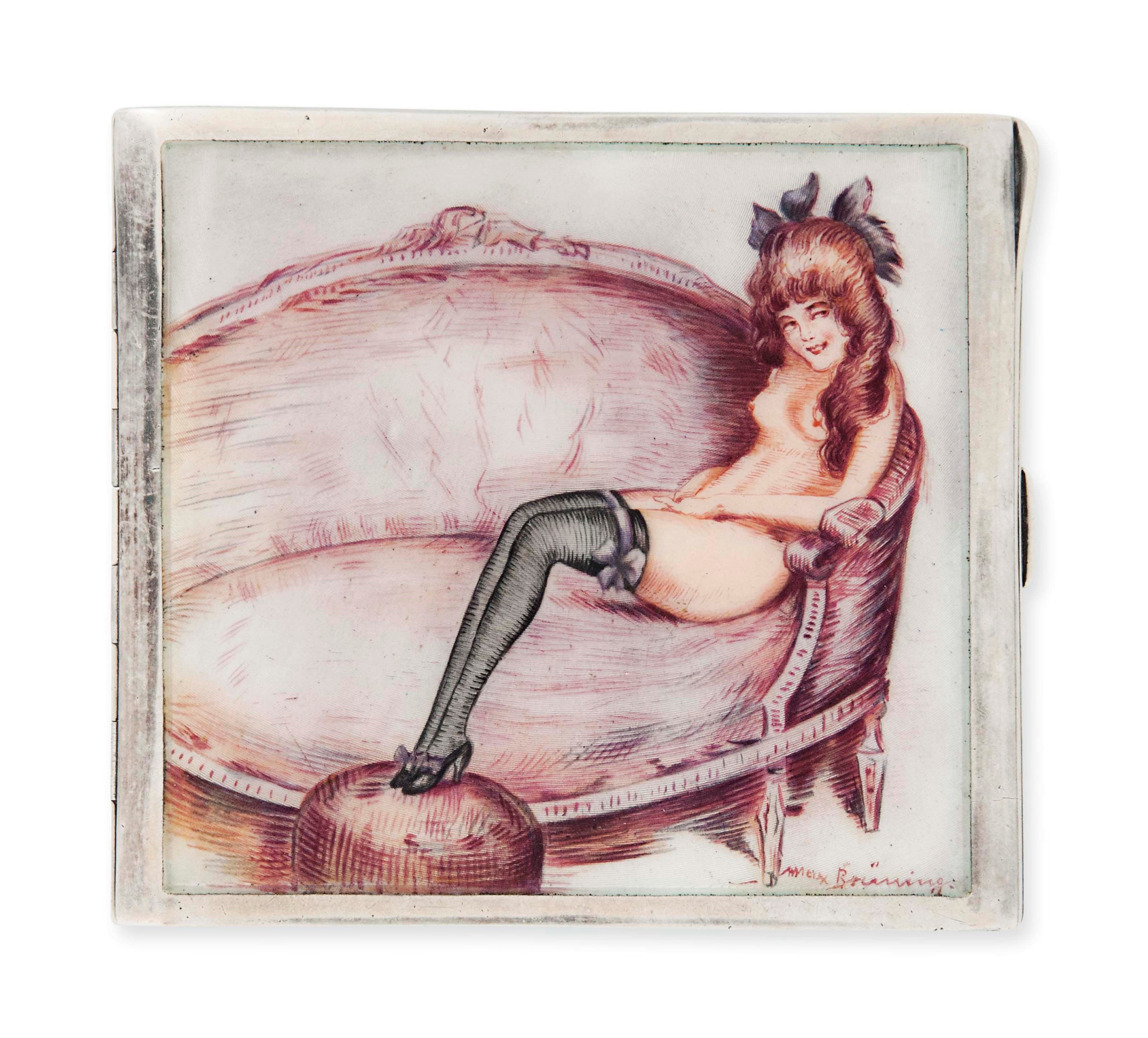 A CONTINENTAL SILVER AND ENAMEL CIGARETTE CASE