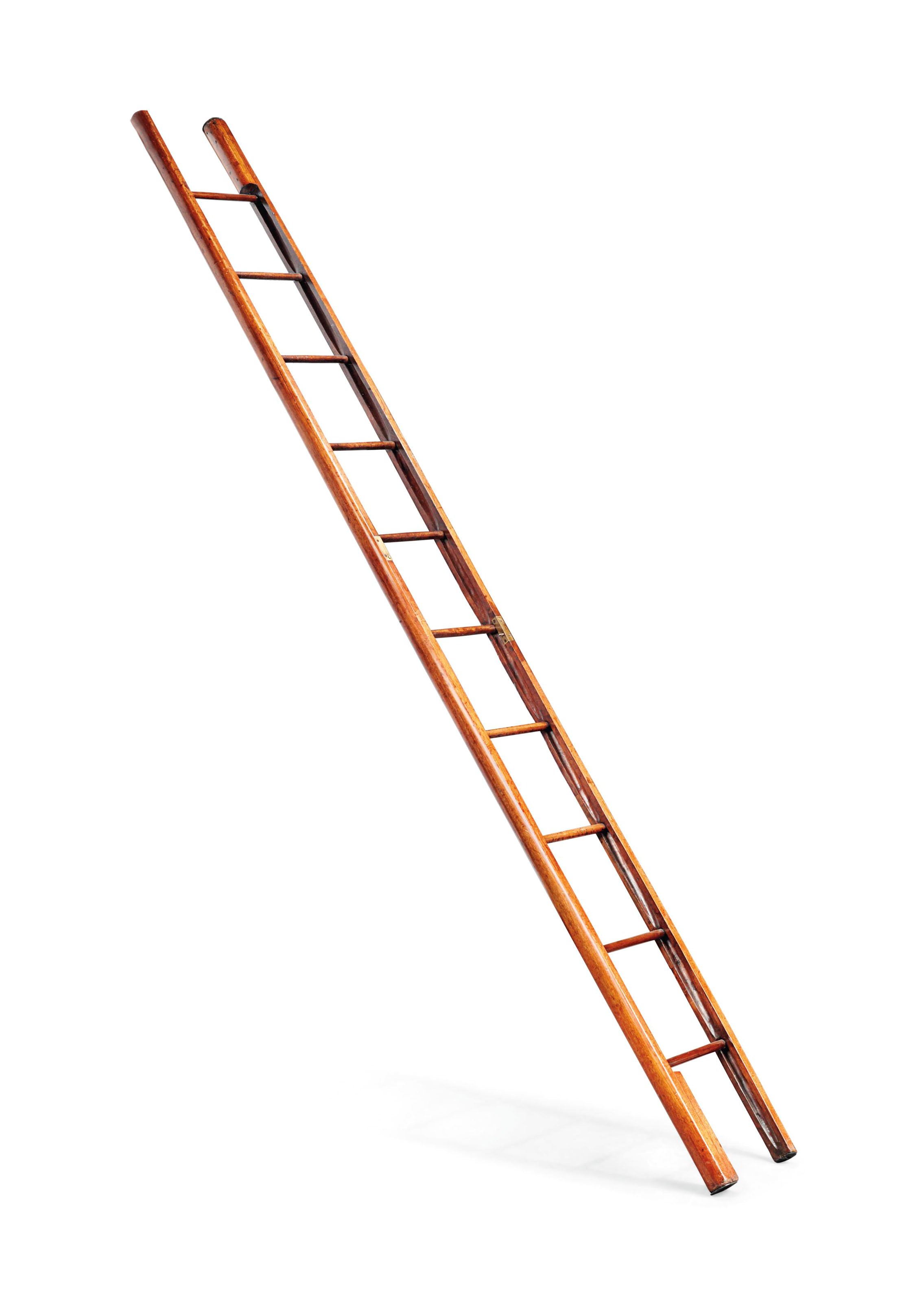 A VICTORIAN WALNUT FOLDING LIBRARY LADDER