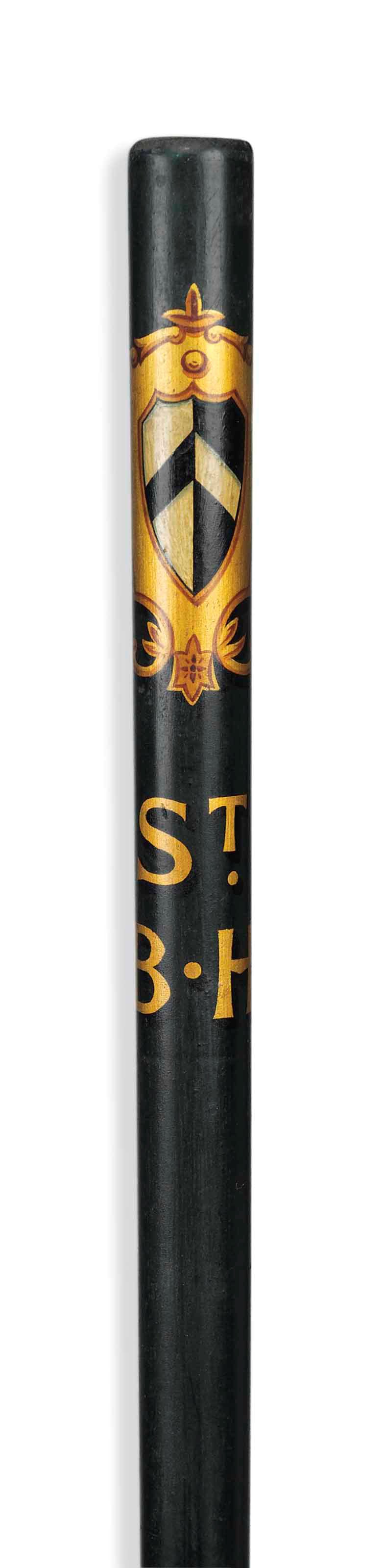 A POLYCHROME PAINTED AND PARCEL-GILT CEREMONIAL STAVE FROM ST. BARTHOLOMEW'S HOSPITAL