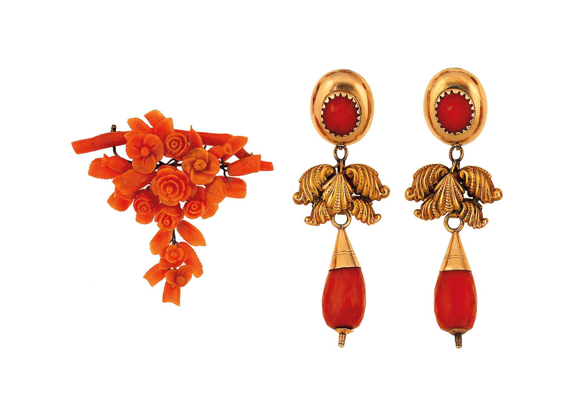 A small group of coral jewellery