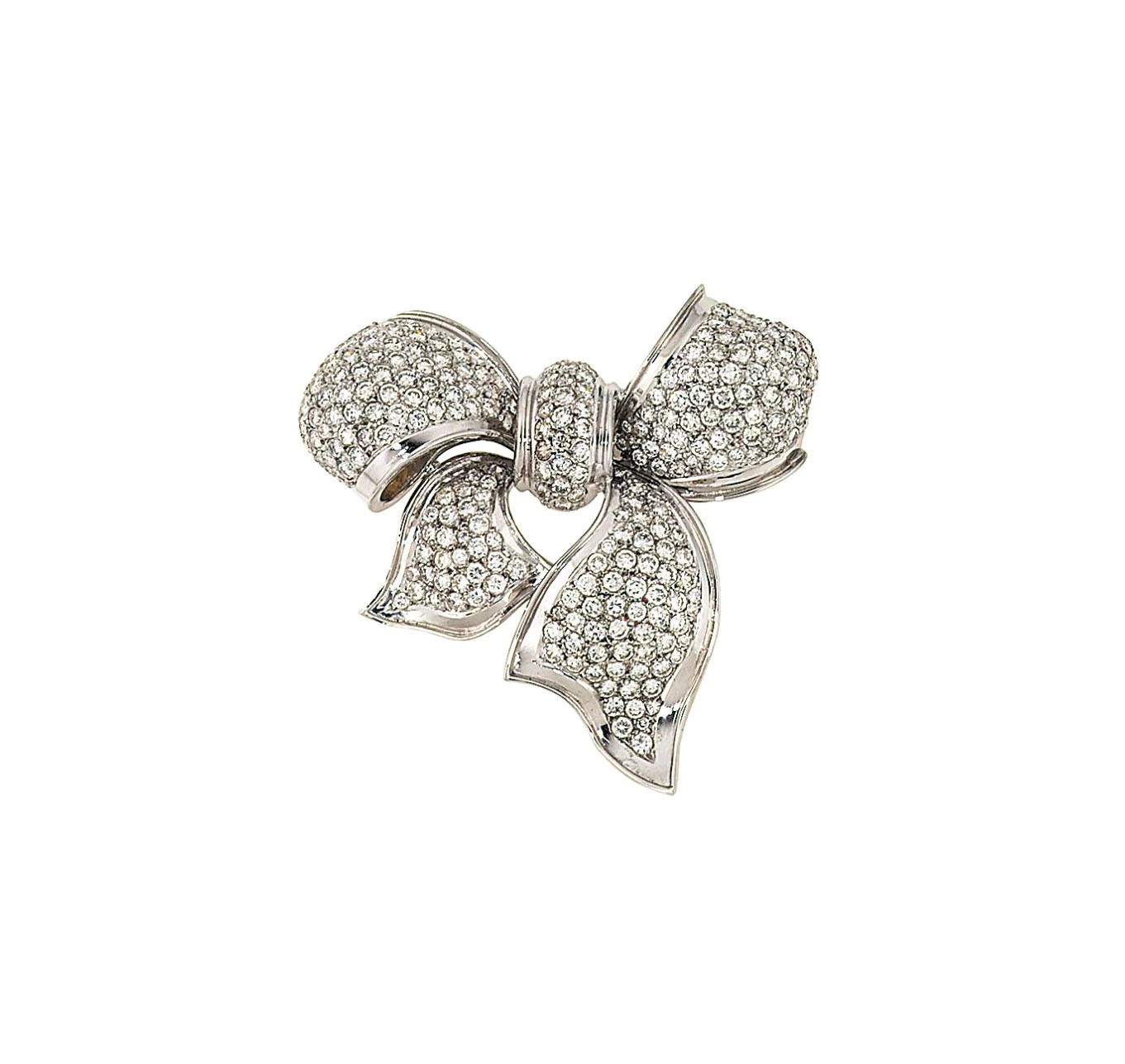 A diamond bow brooch