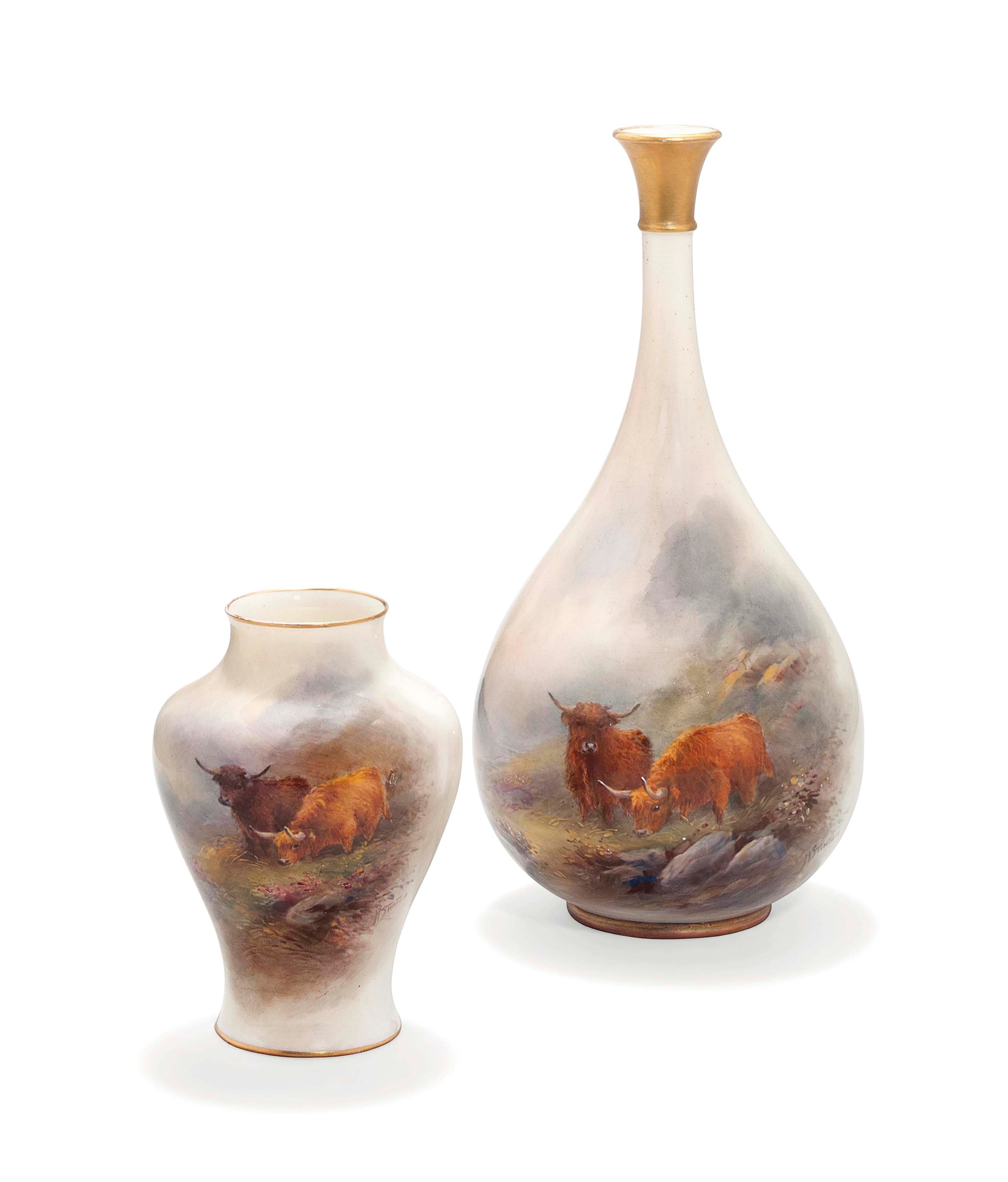 TWO ROYAL WORCESTER VASES BY HARRY STINTON