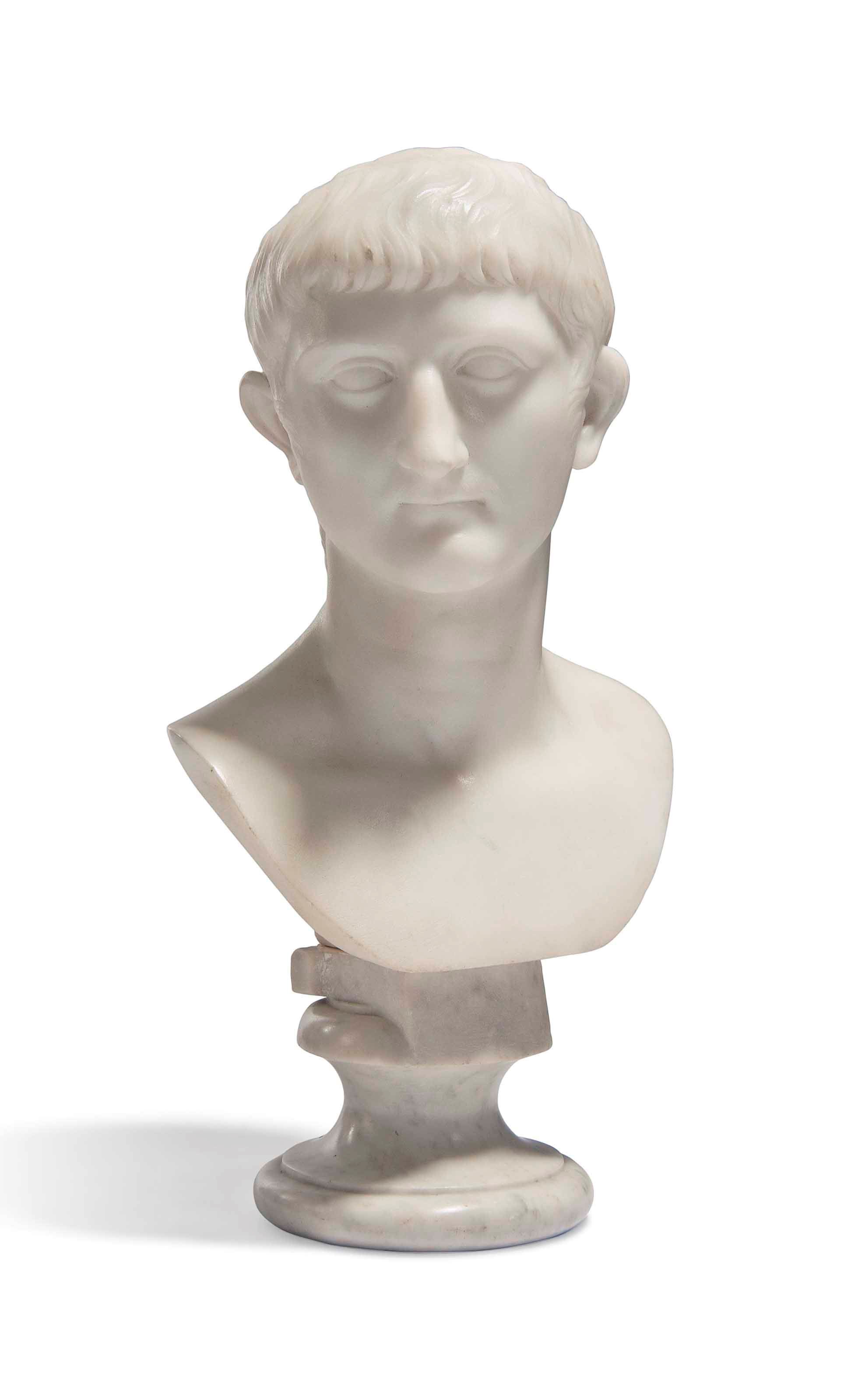 AN ITALIAN MARBLE BUST OF GERMANICUS