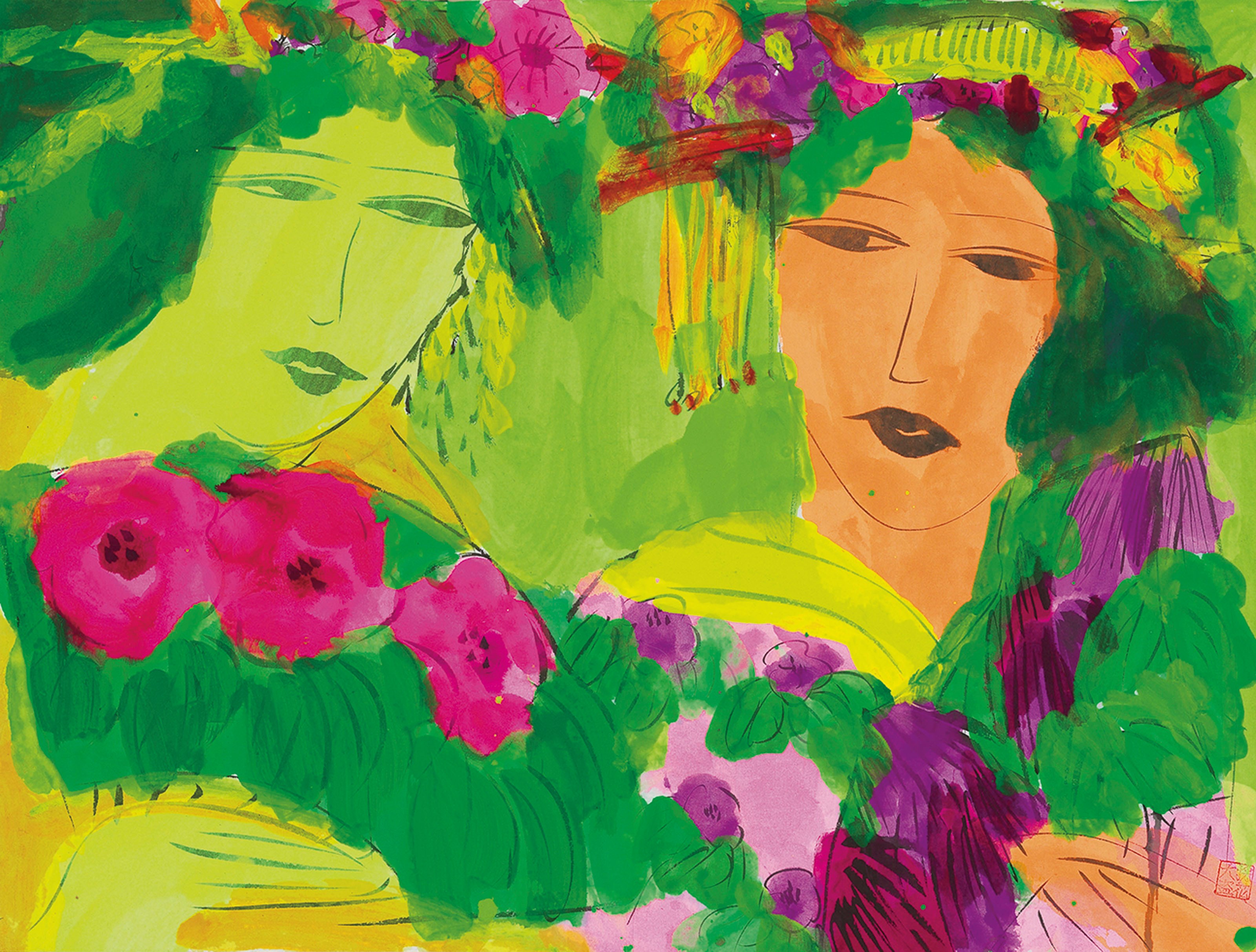 仕女与花