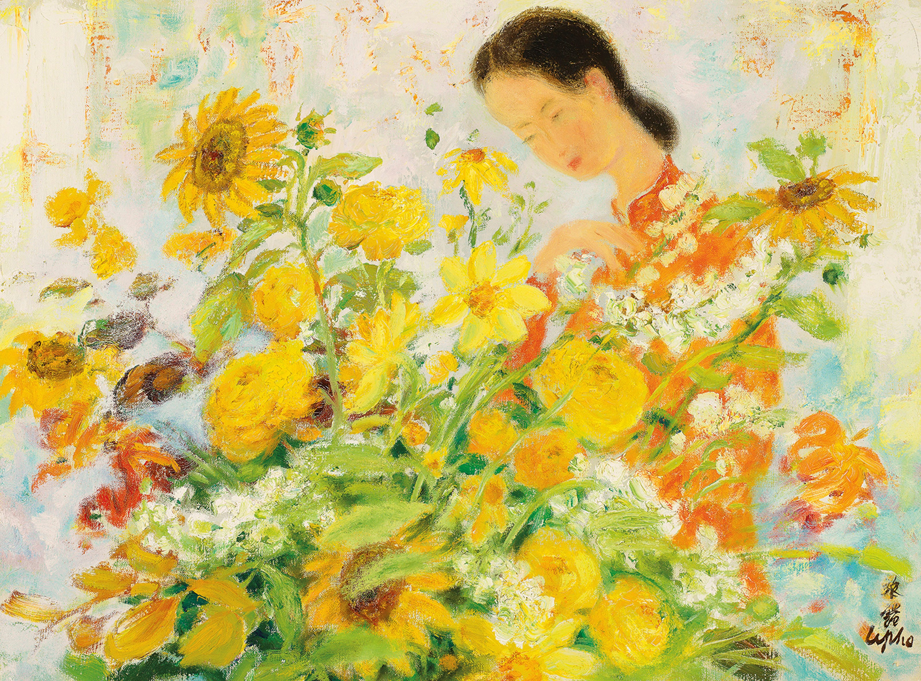 少女和花卉