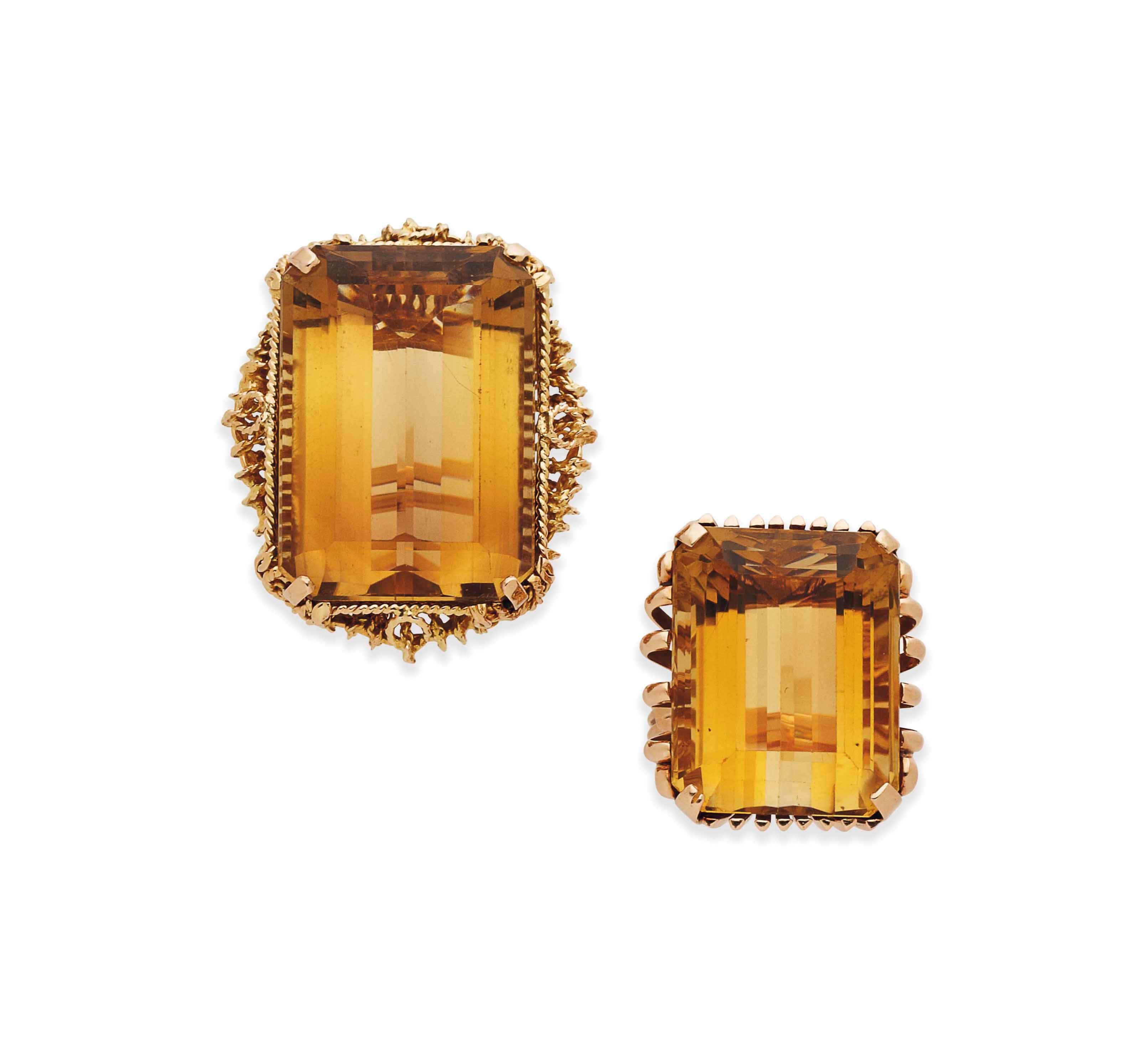 DEUX BAGUES QUARTZ FUMÉ