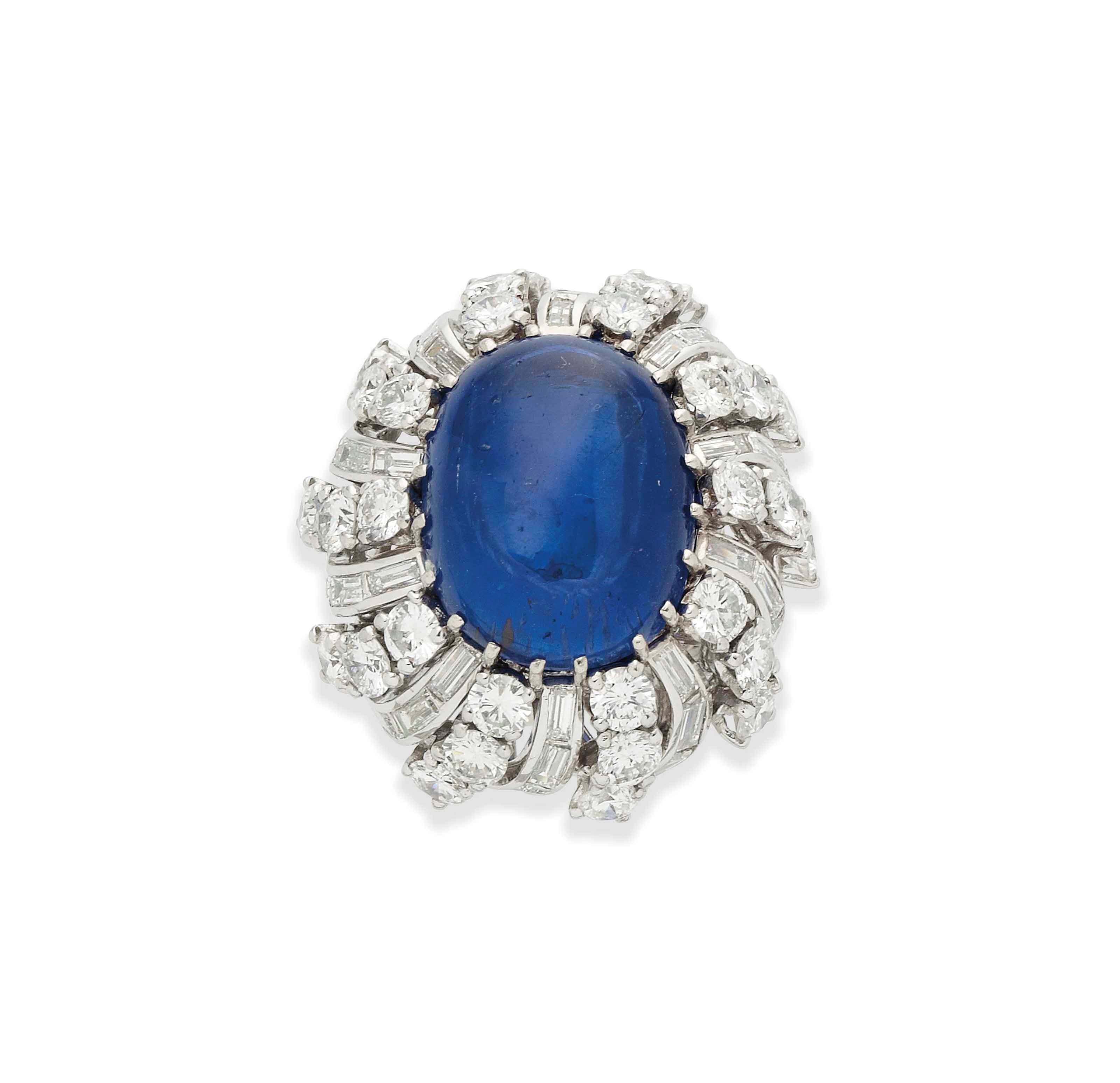 BAGUE SAPHIR ET DIAMANTS