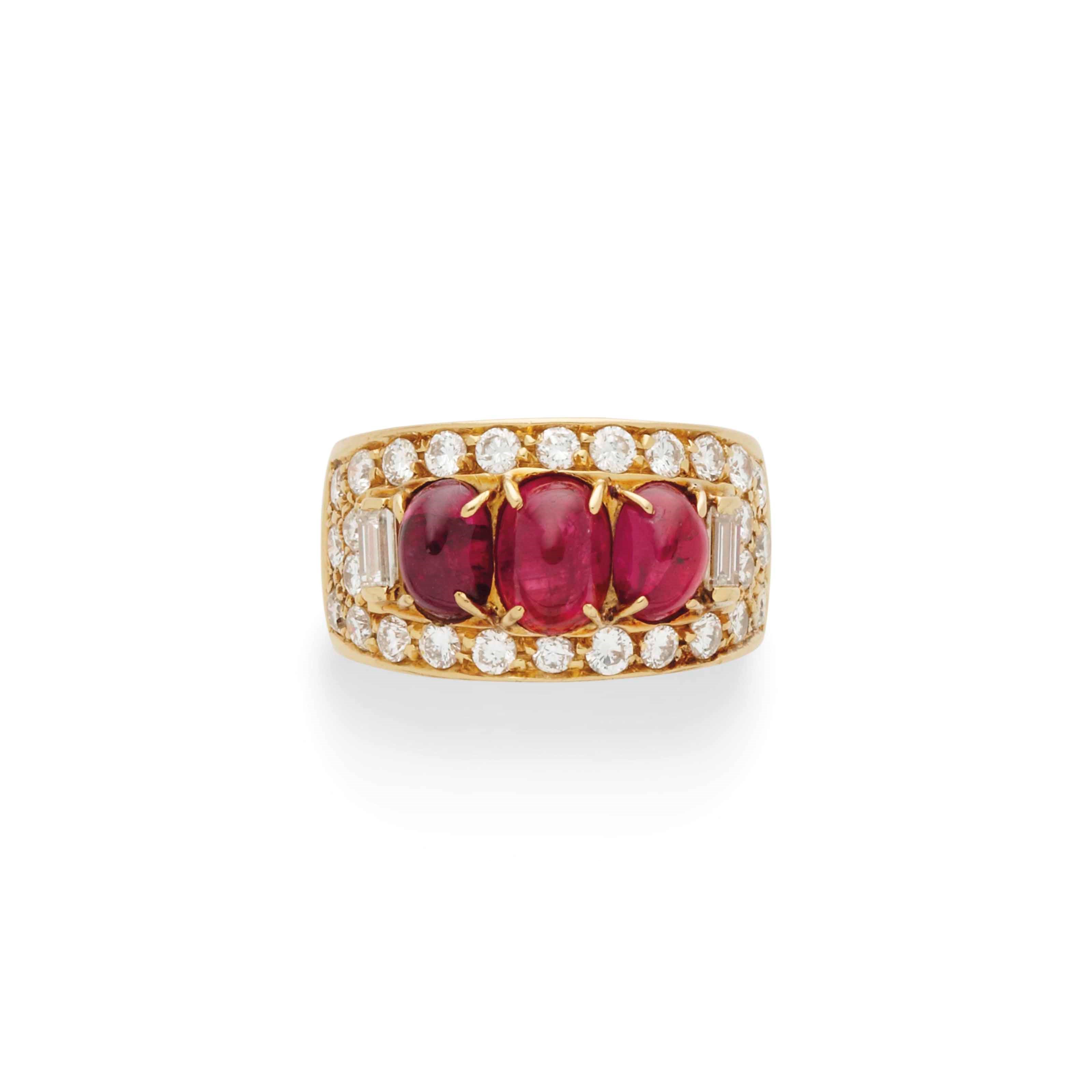 BAGUE RUBIS ET DIAMANTS
