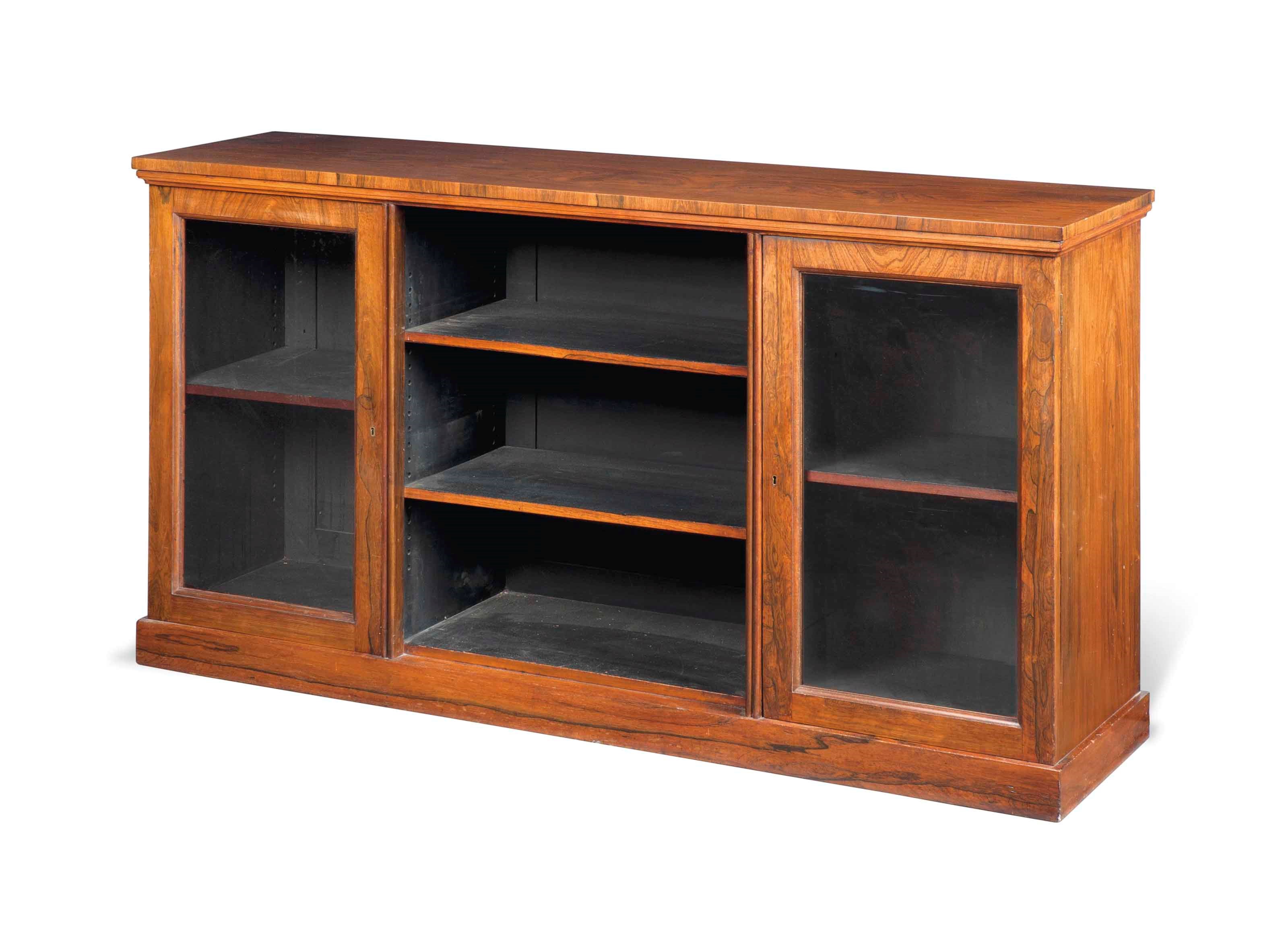 A WILLIAM IV ROSEWOOD LOW BOOKCASE OR SIDE CABINET