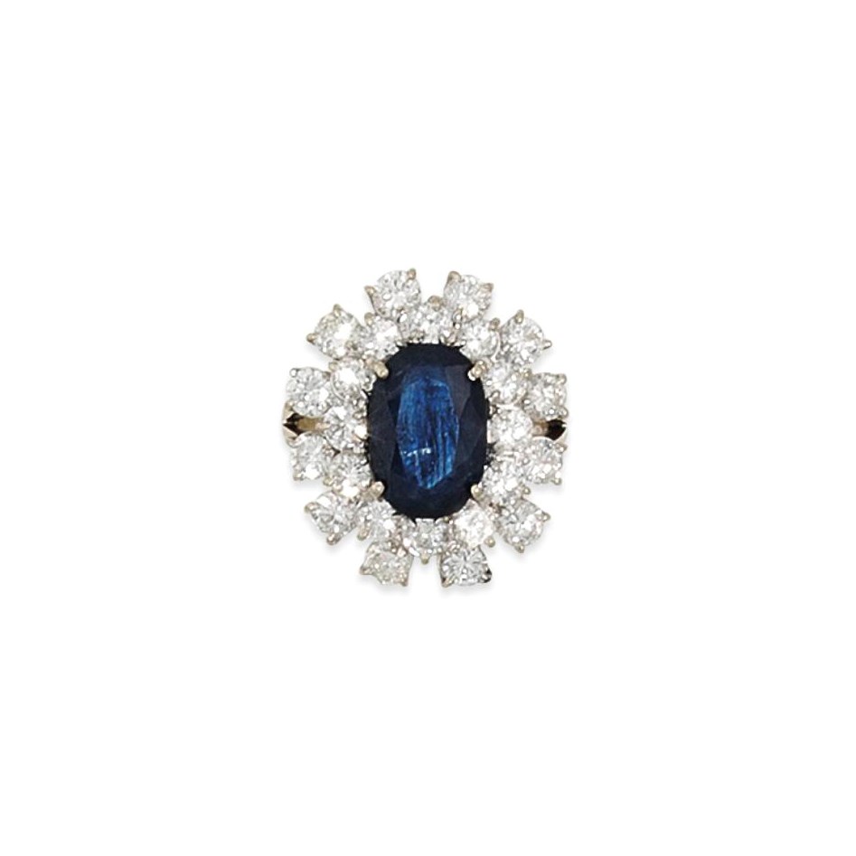 A sapphire and diamond cluster ring