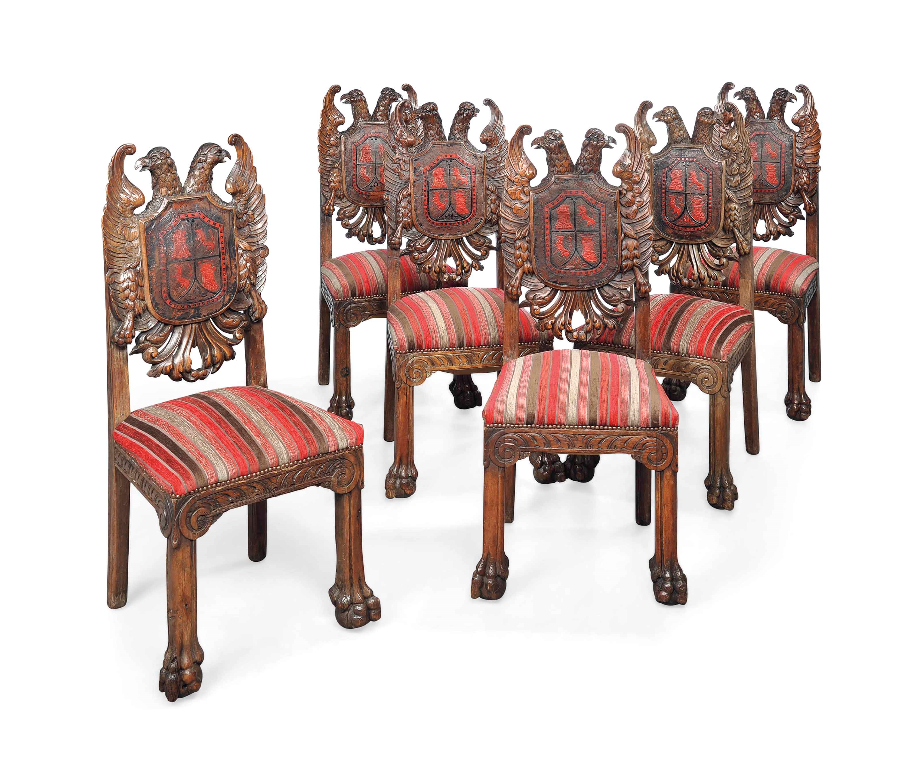 A SET OF SIX CENTRAL EUROPEAN CHAIRS