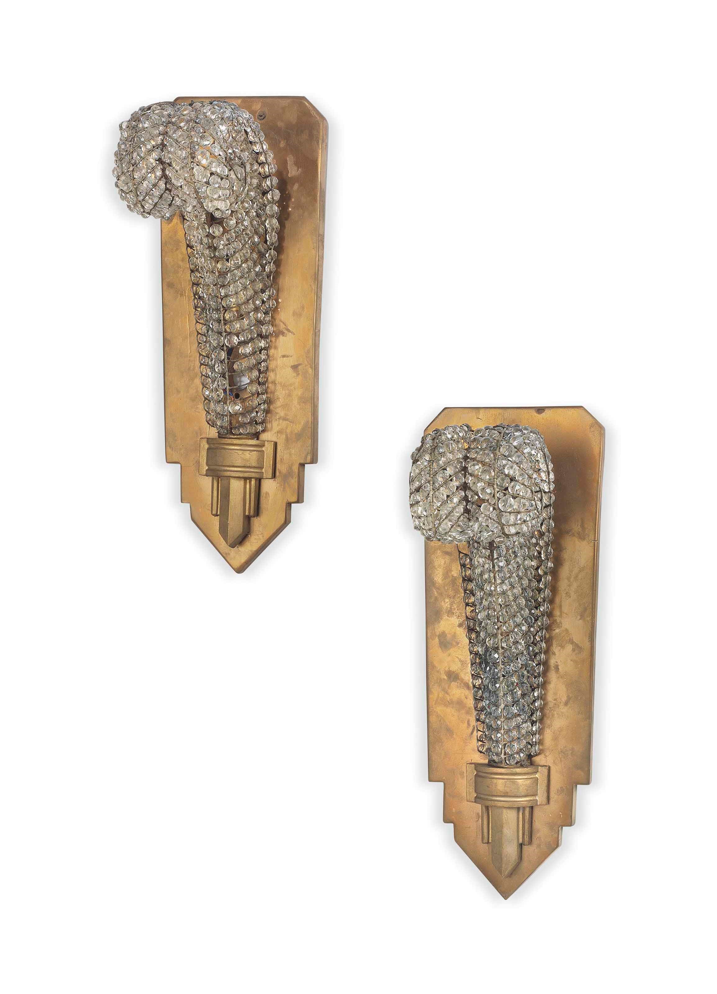 A PAIR OF ITALIAN BEADED-GLASS WALL LIGHTS