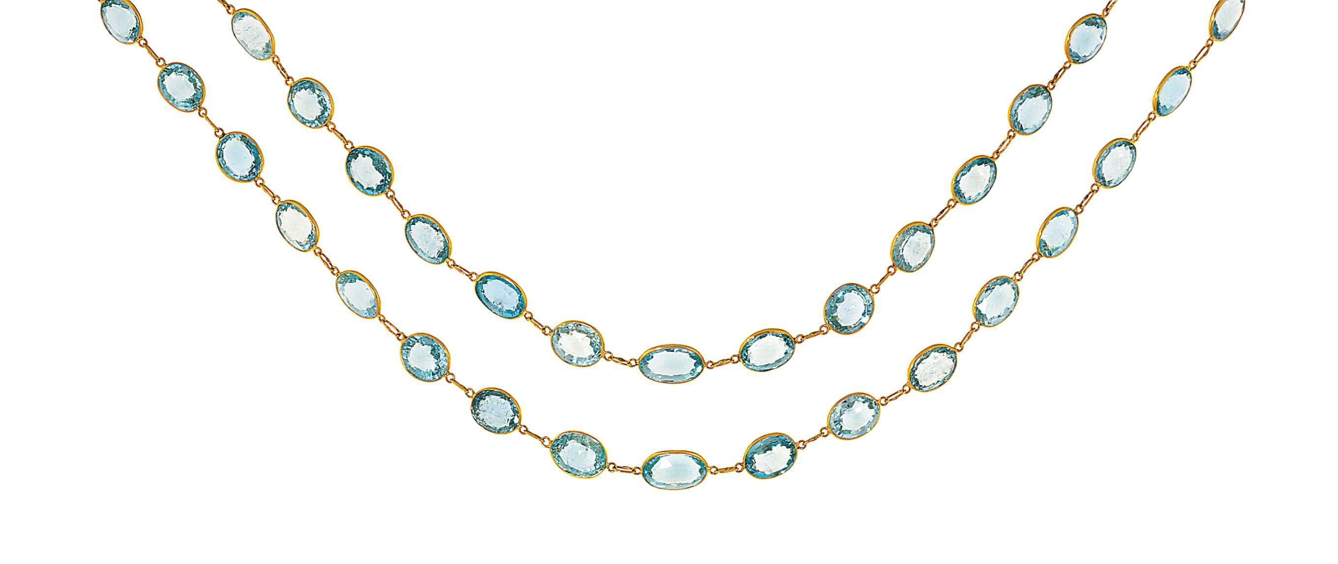 An aquamarine necklace