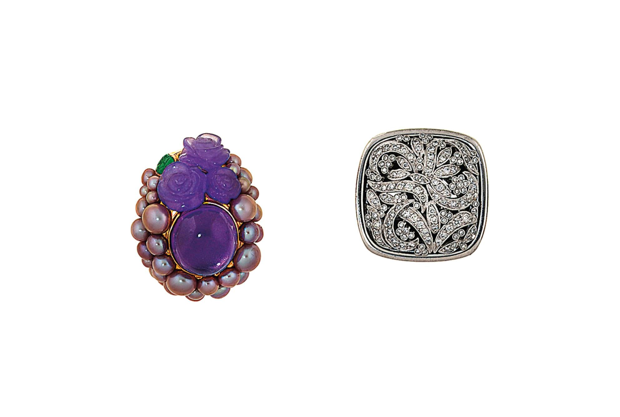 Two gem-set dress rings