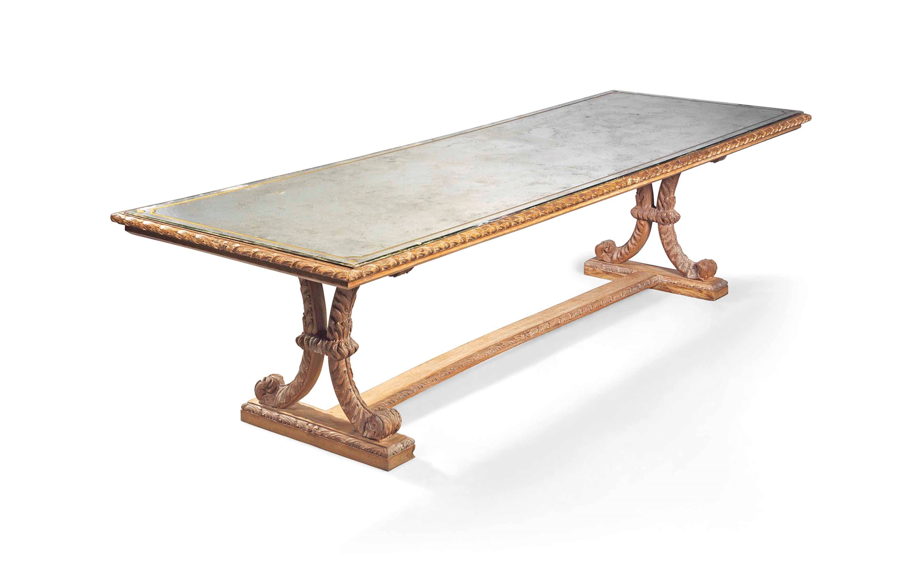 A FRENCH LIMED-OAK DINING TABLE