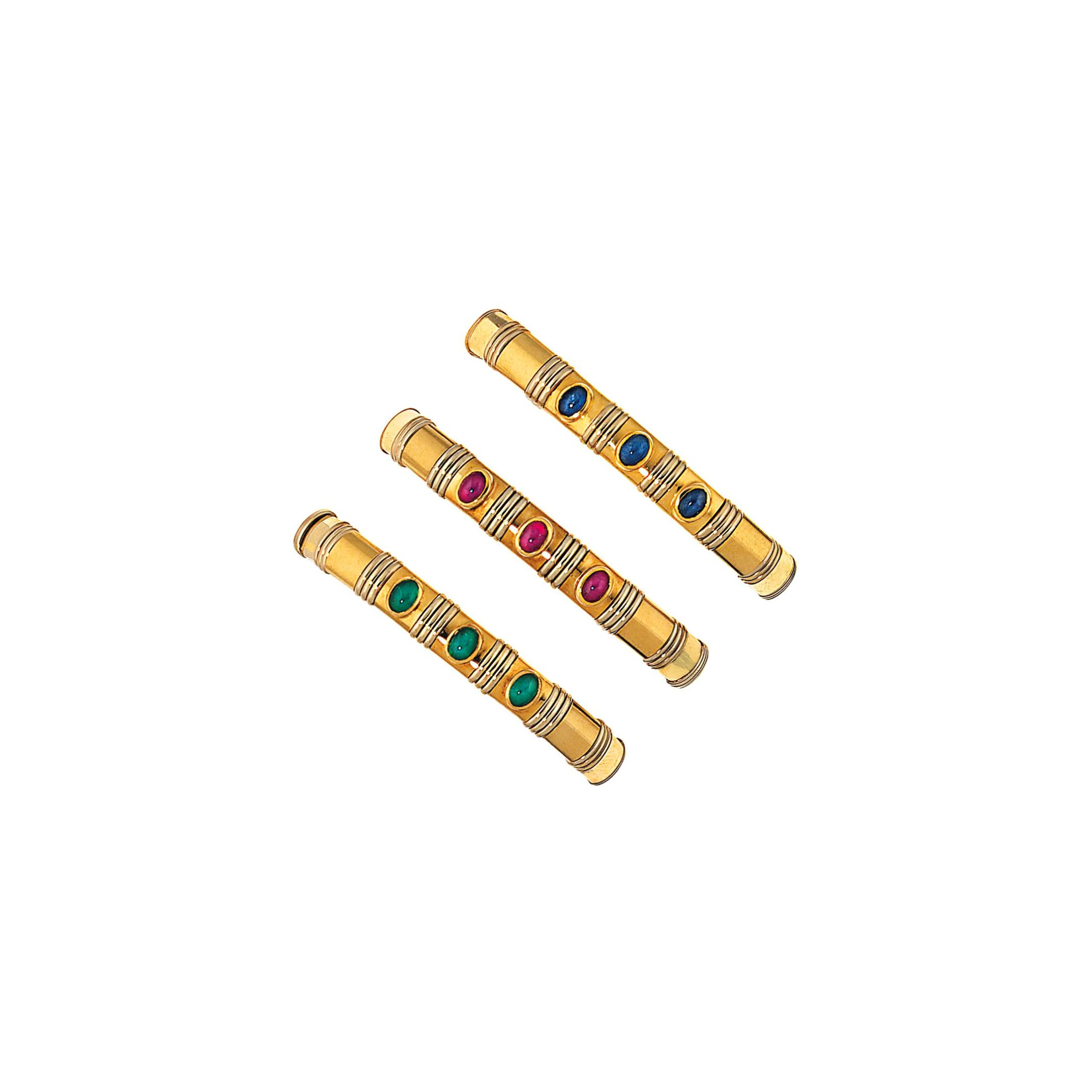 Three gem-set bangles