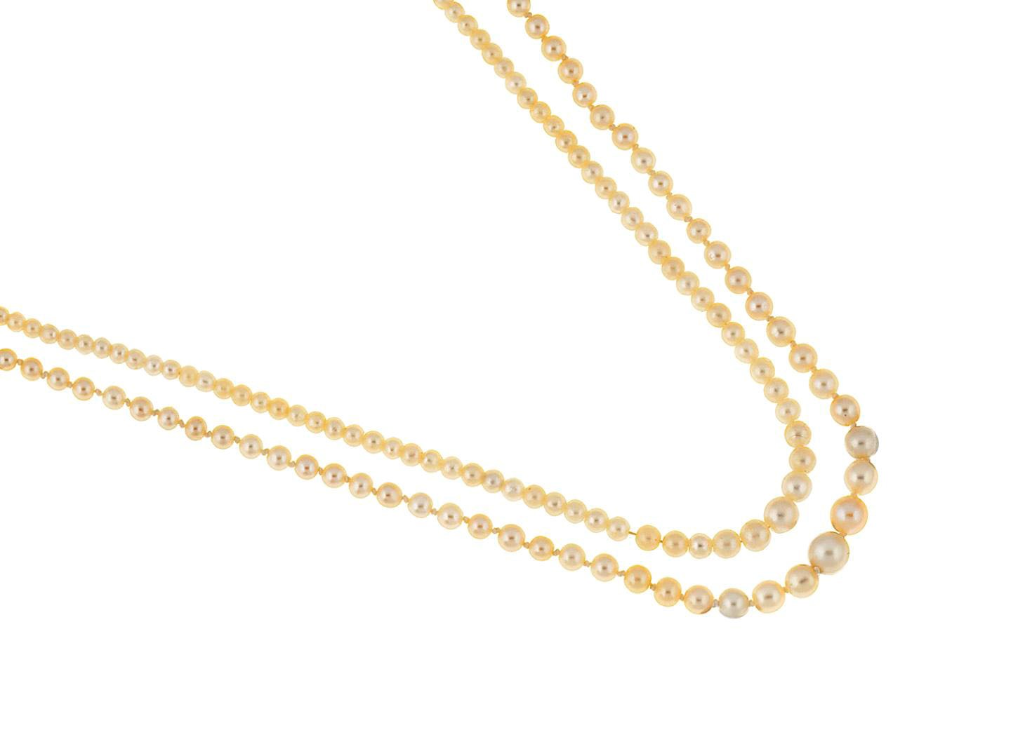 Two natural pearl necklaces