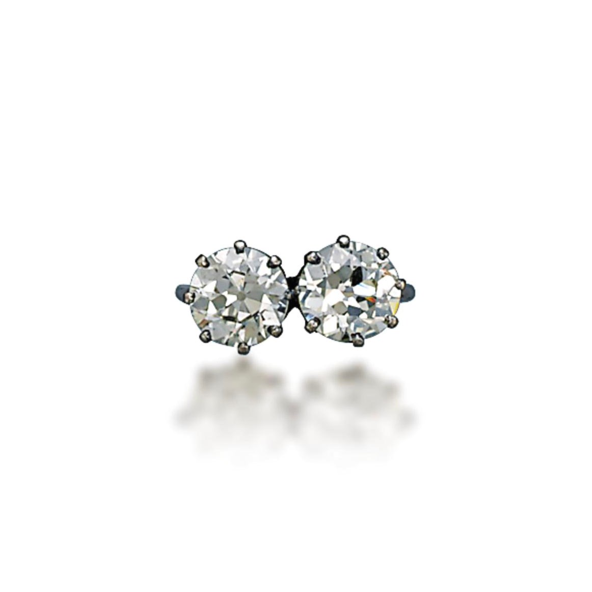 A TWIN-STONE DIAMOND RING