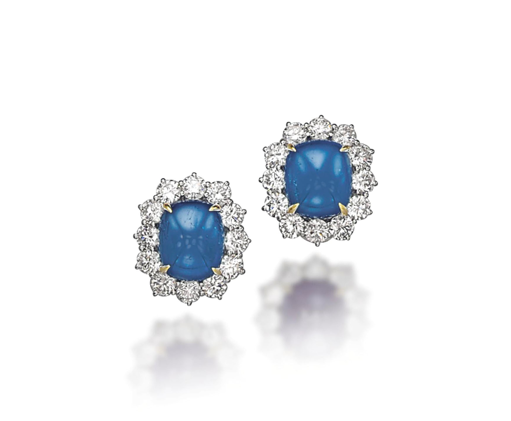 A PAIR OF SAPPHIRE AND DIAMOND EAR CLIPS, BY BULGARI
