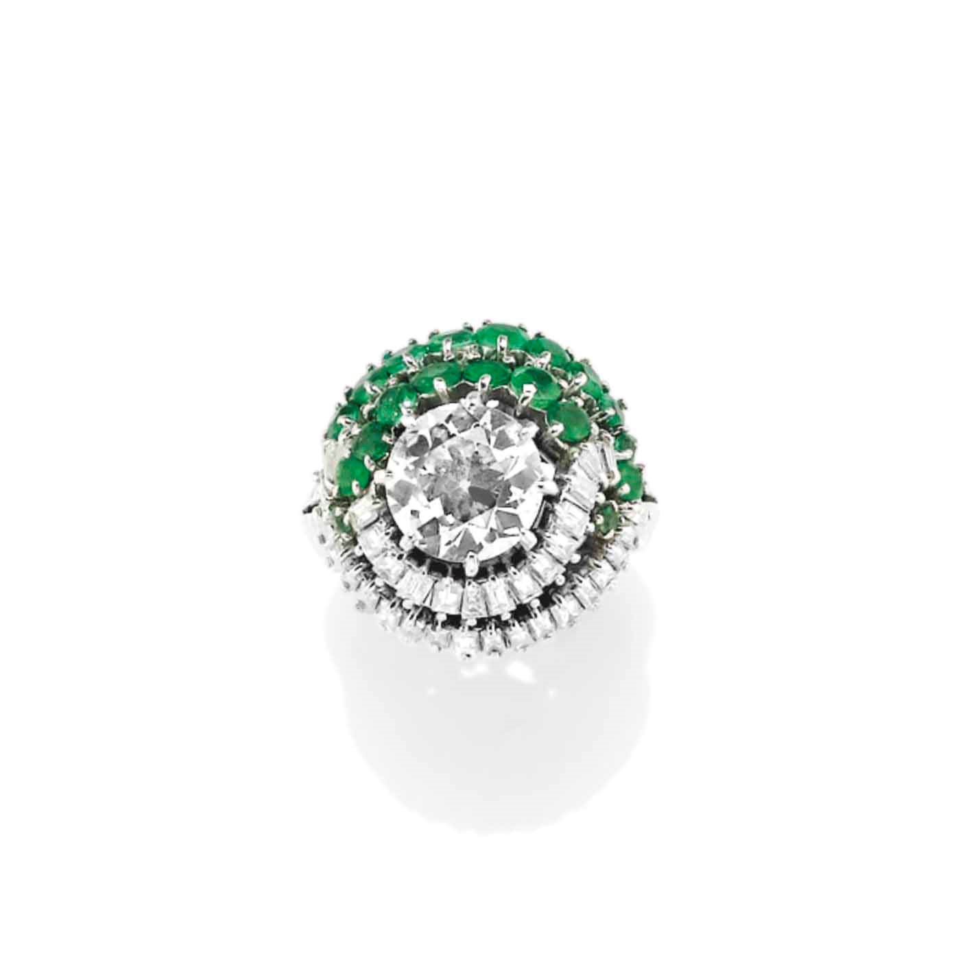 BAGUE ÉMERAUDES ET DIAMANTS