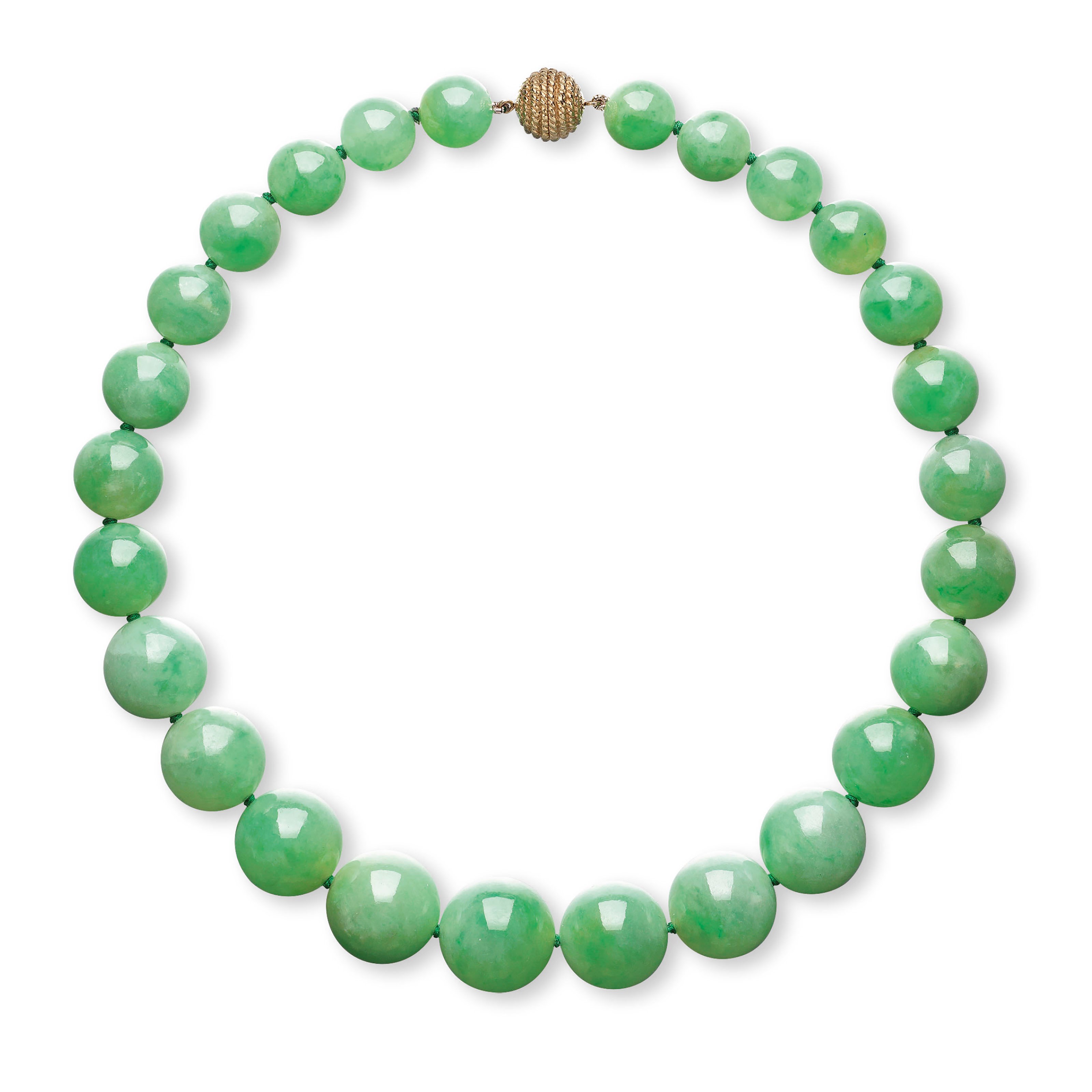 A JADEITE BEAD NECKLACE