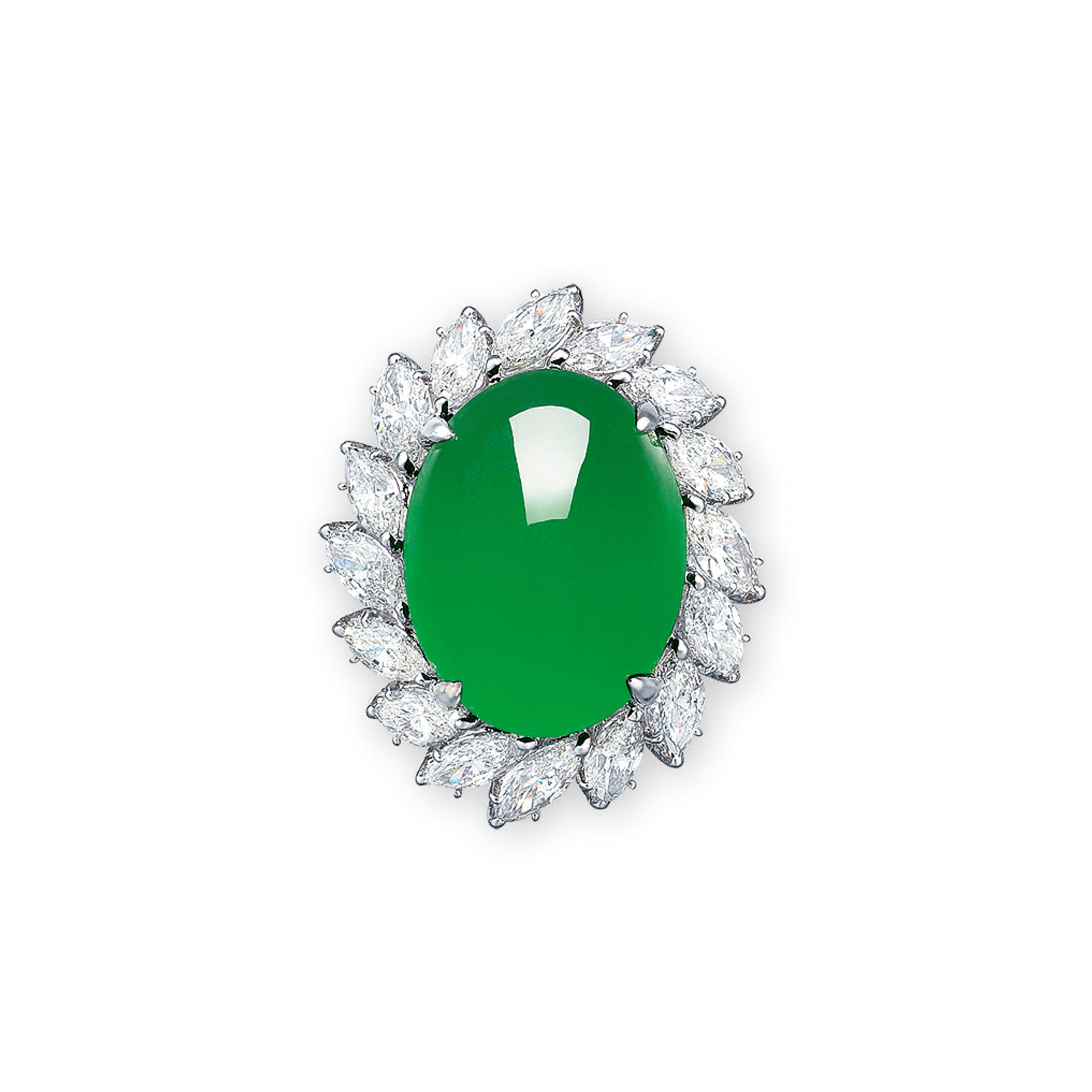 A JADEITE AND DIAMOND RING
